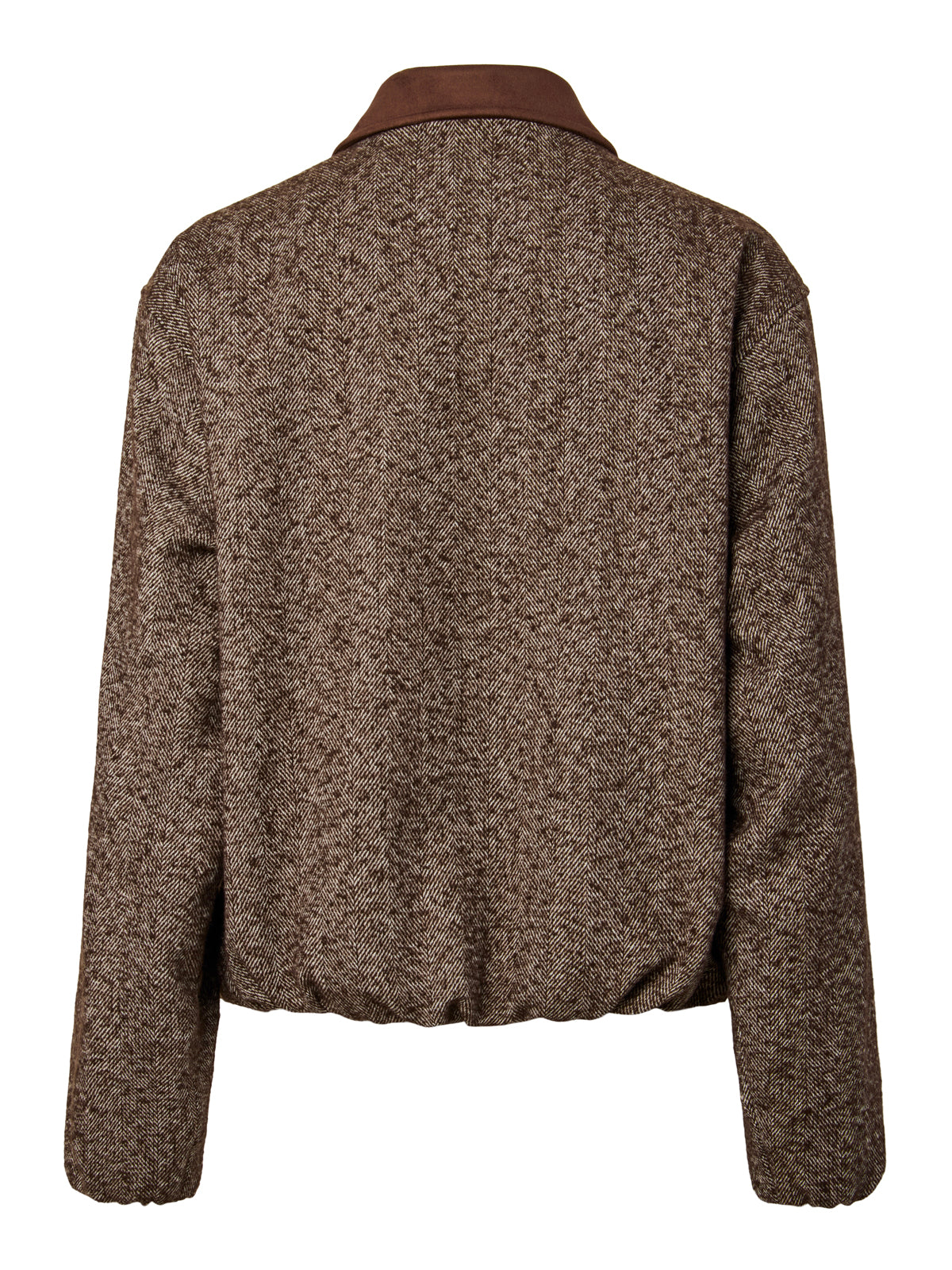 Pieces Herringbone Bomber Jacket Brown