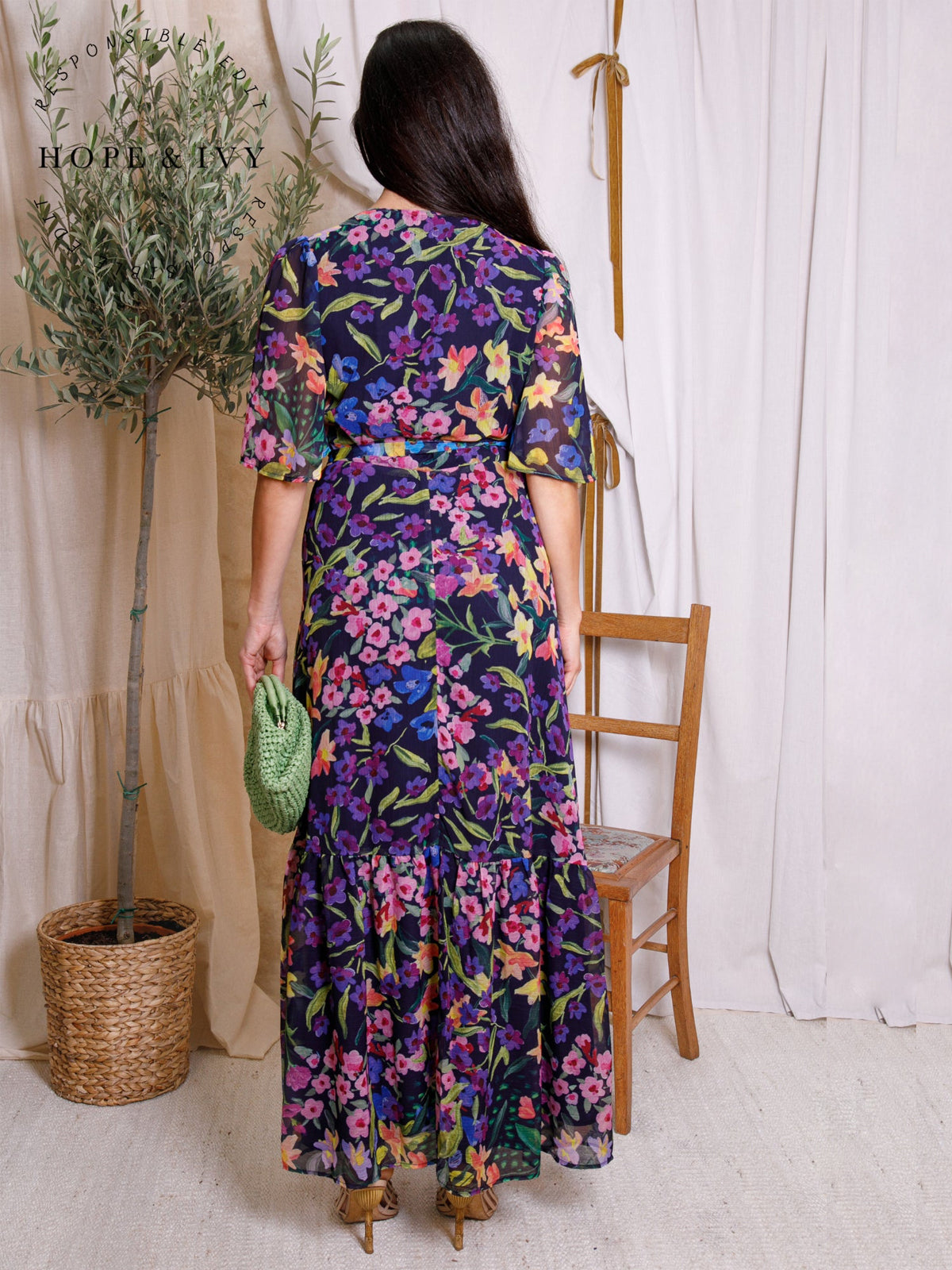 Hope & Ivy The Nesta Maxi Wrap Dress