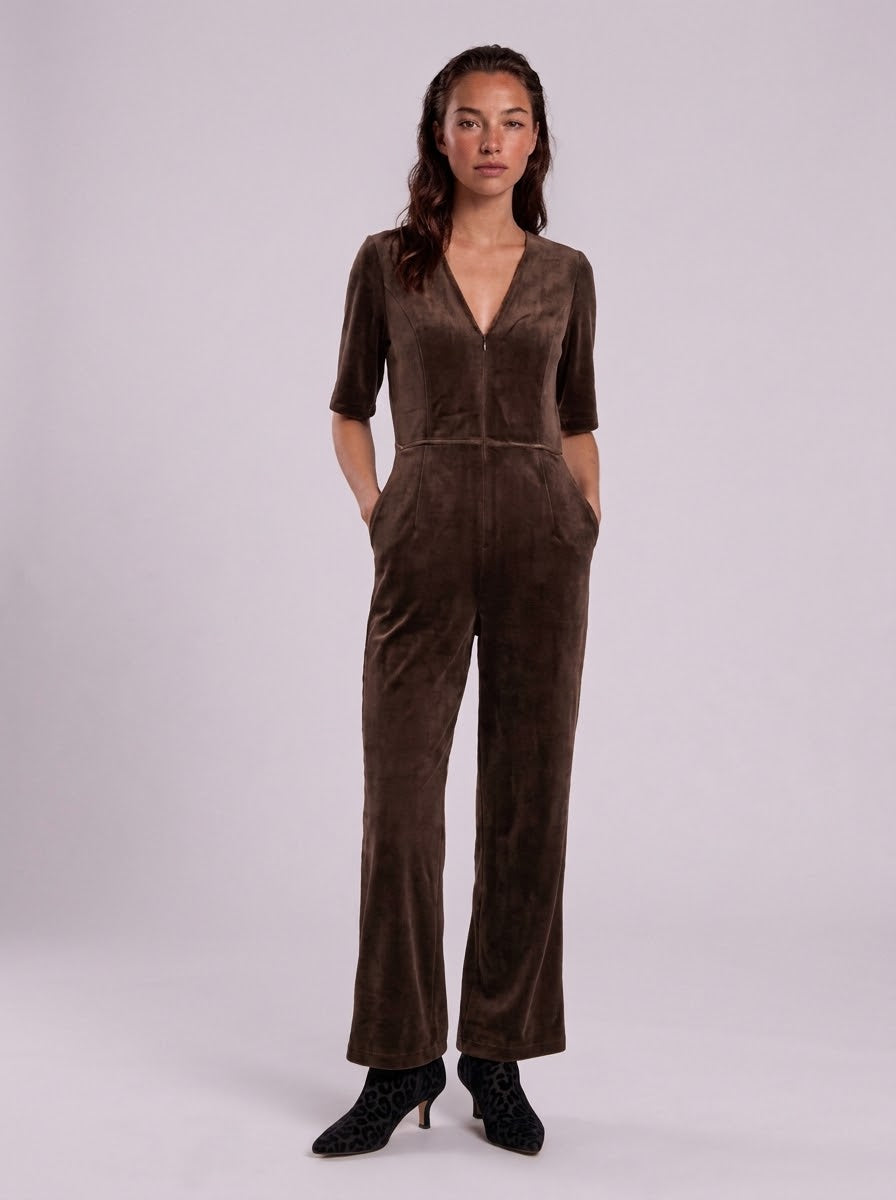 Traffic People Clan Fine Cord Jumpsuit Brown