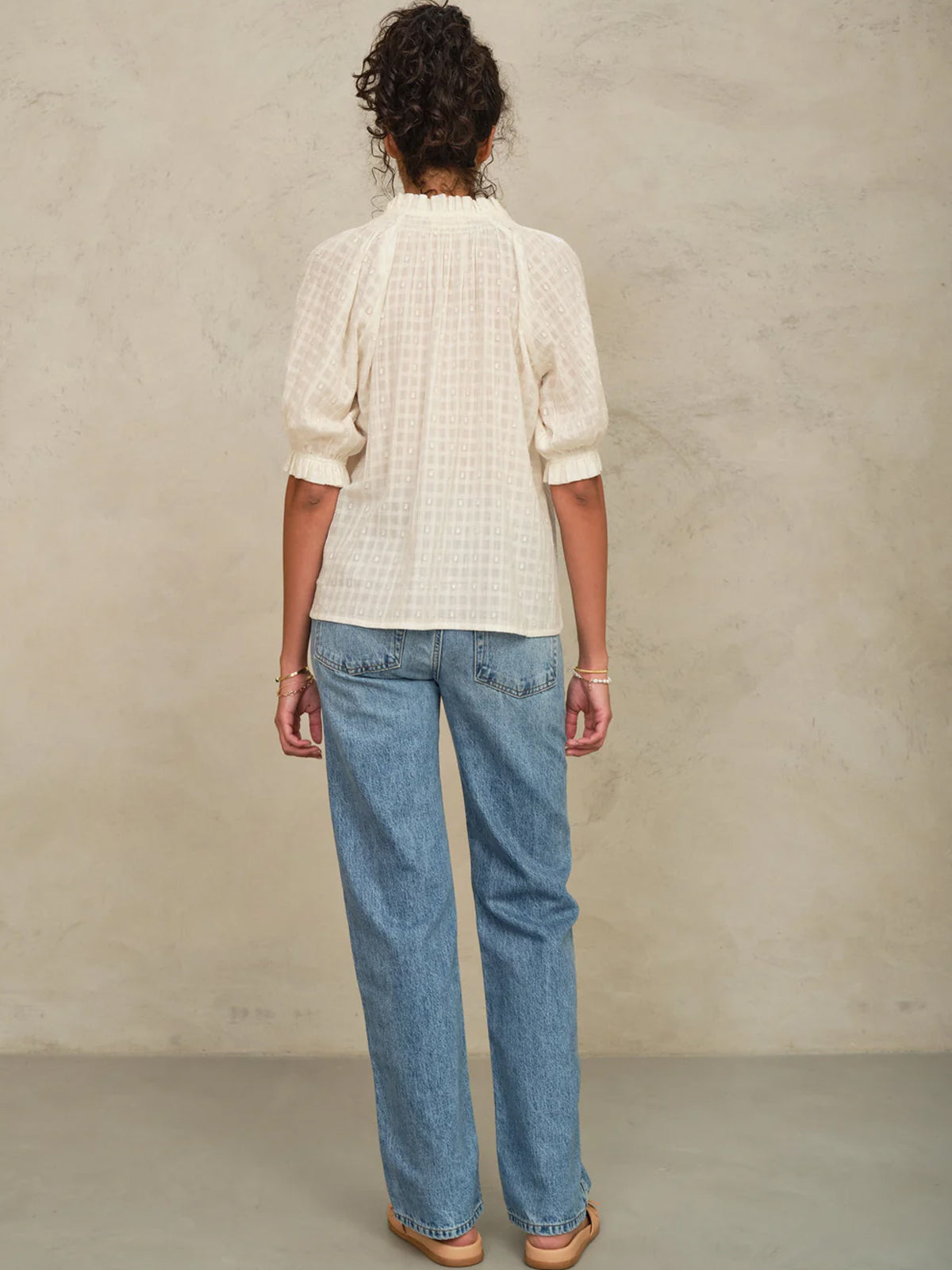 MABE Etta Short Sleeve Top Ecru