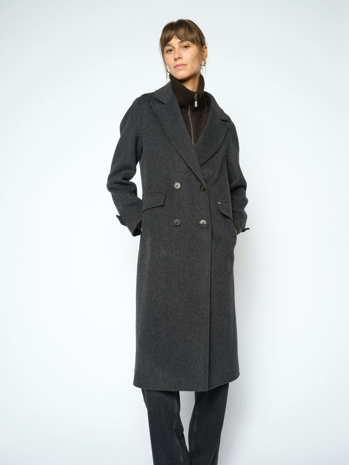 Mos Mosh MMAlva Loisa Mock Neck Coat Grey