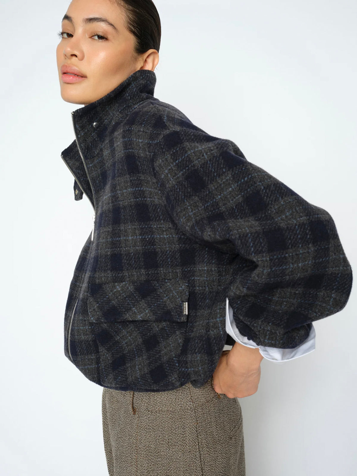 Mos Mosh MMCamille Check Jacket Navy