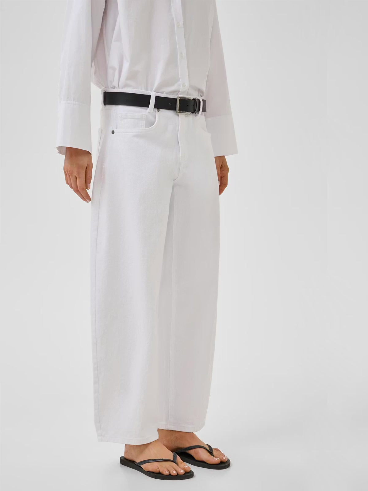 My Essential Wardrobe MWHottie Barrel Jeans Bright White Cotton