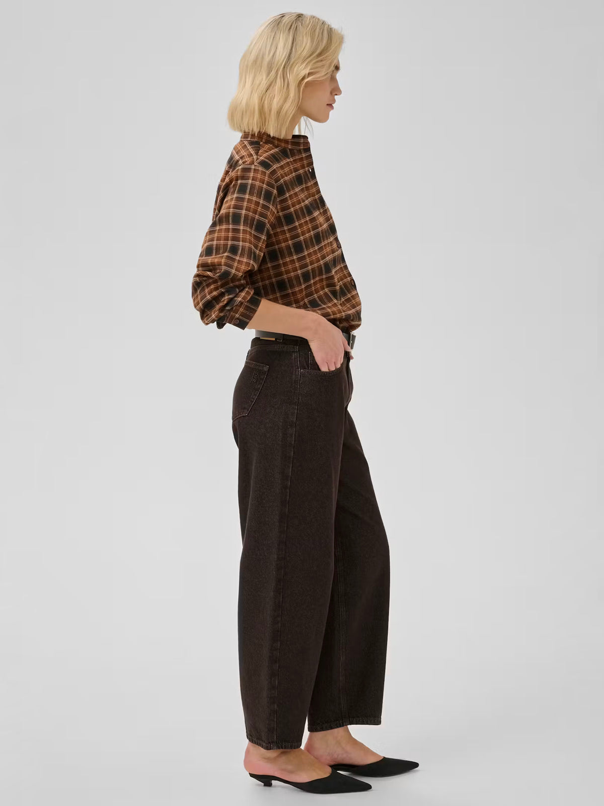 My Essential Wardrobe MWLance Barrel Jeans Dark Brown