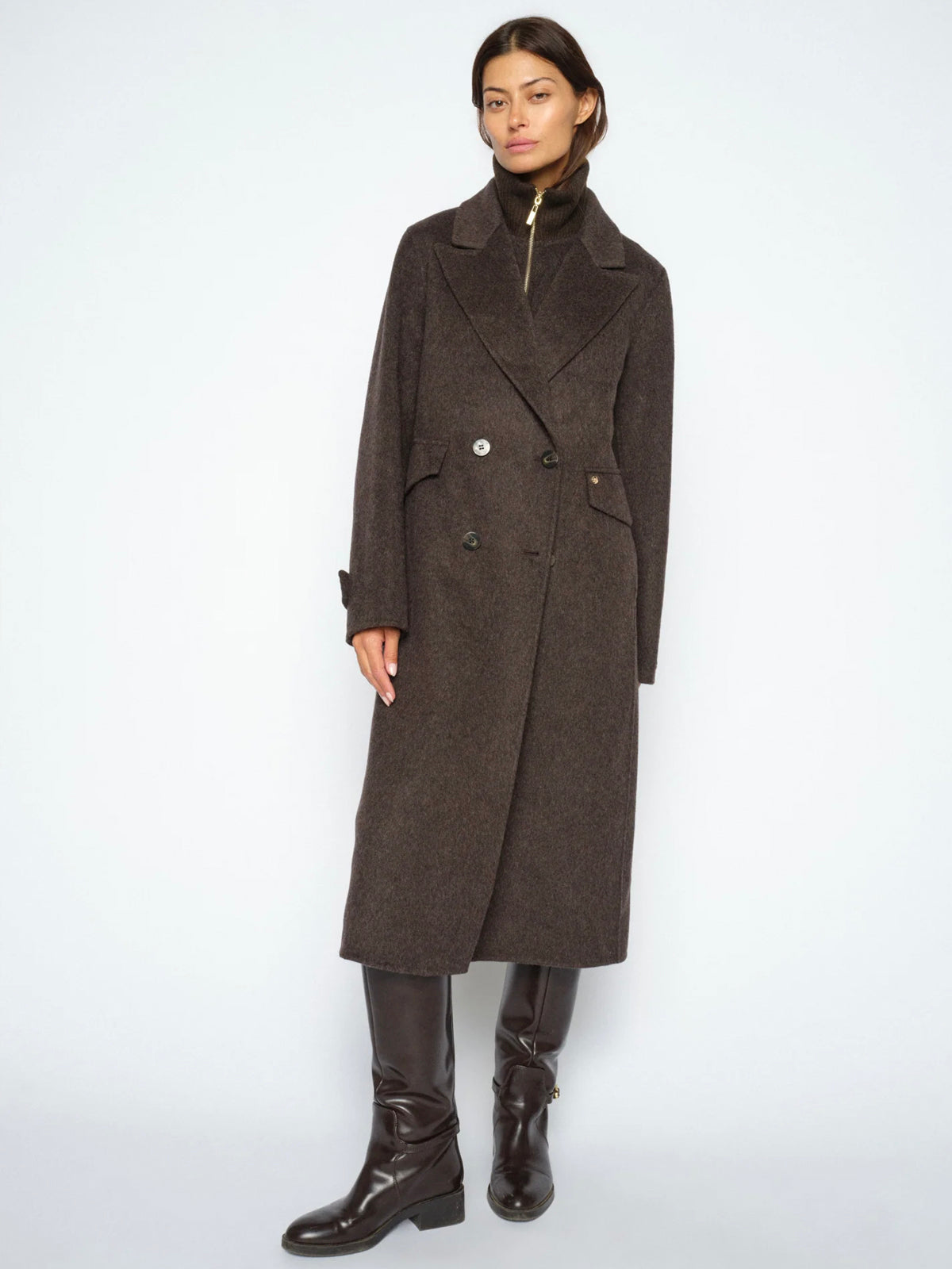 Mos Mosh MMAlva Loisa Mock Neck Coat Delicioso Brown