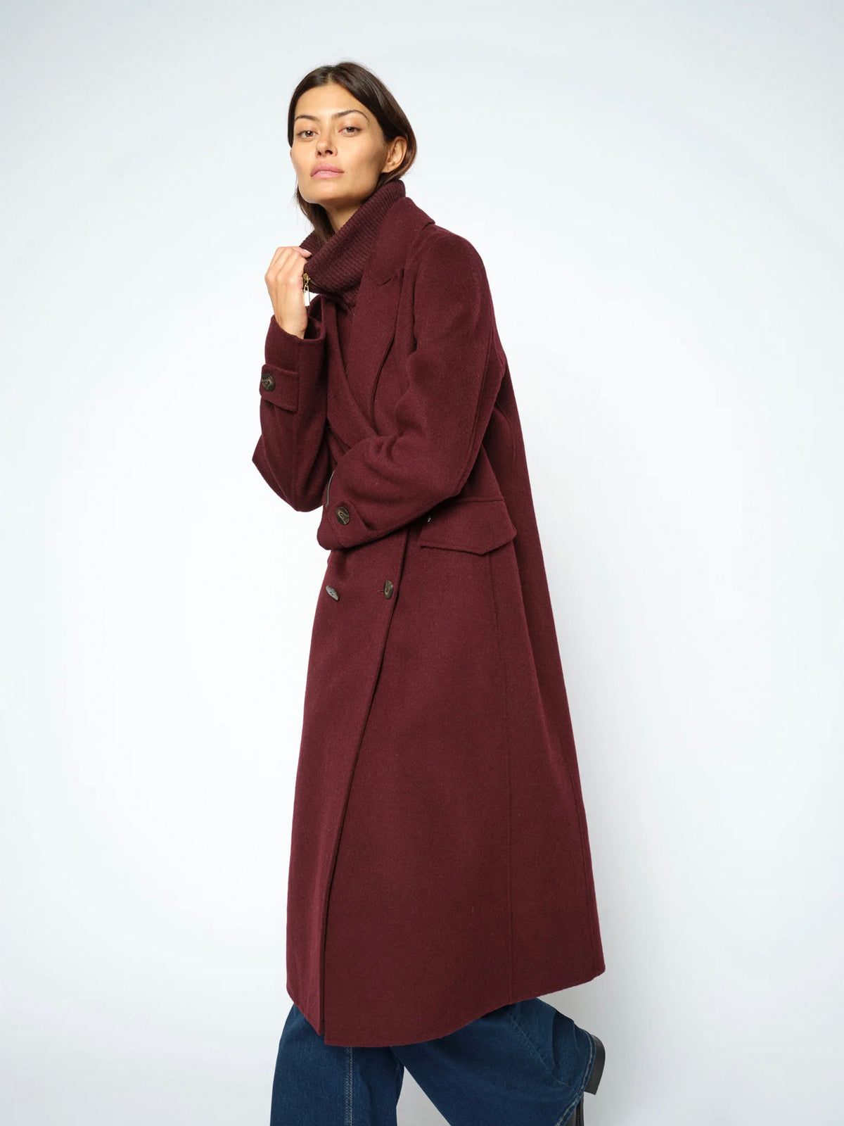 Mos Mosh MMAlva Loisa Mock-Neck Coat Port Royale