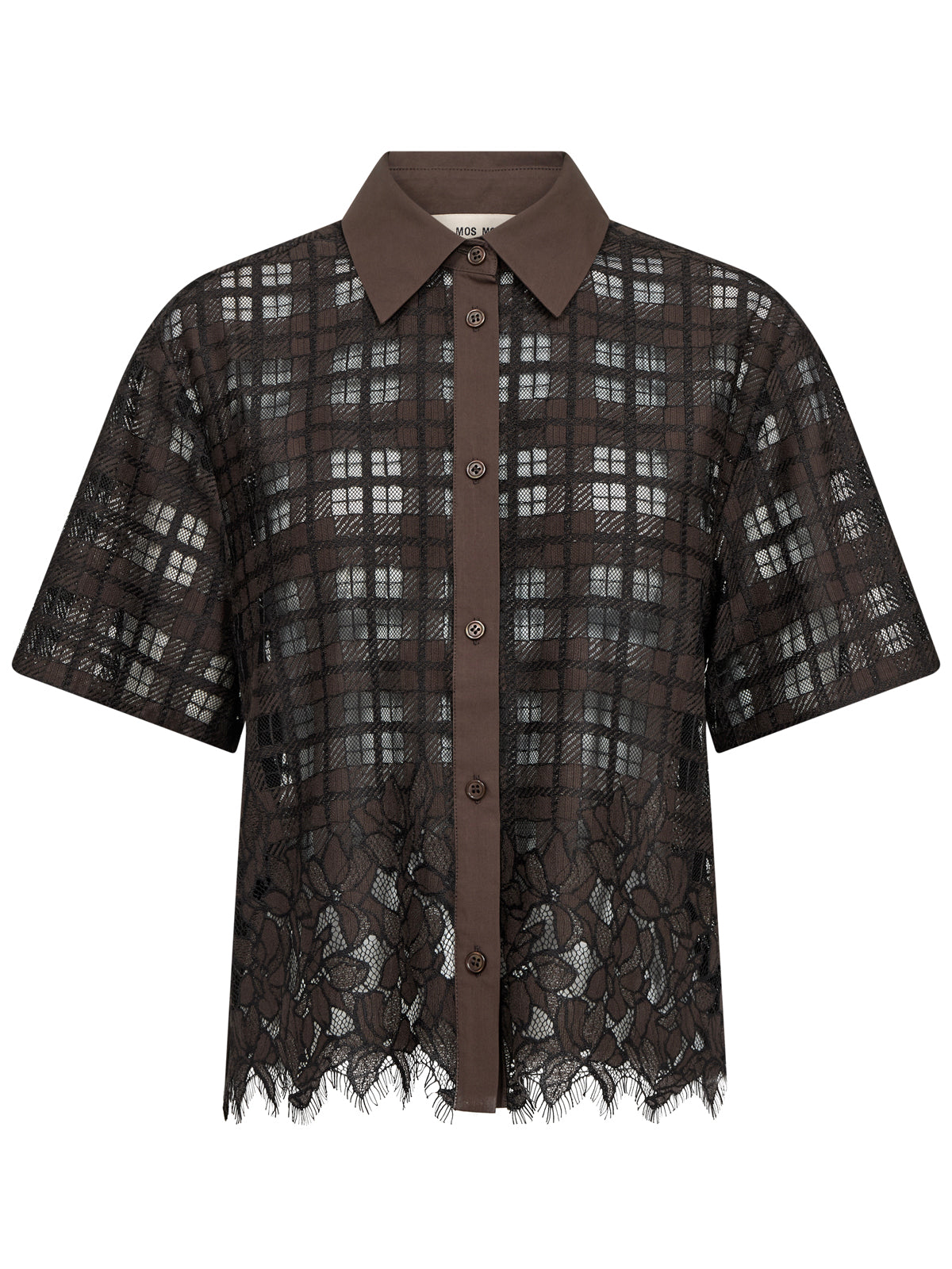 Mos Mosh Lia Checko Short Sleeve Lace Shirt