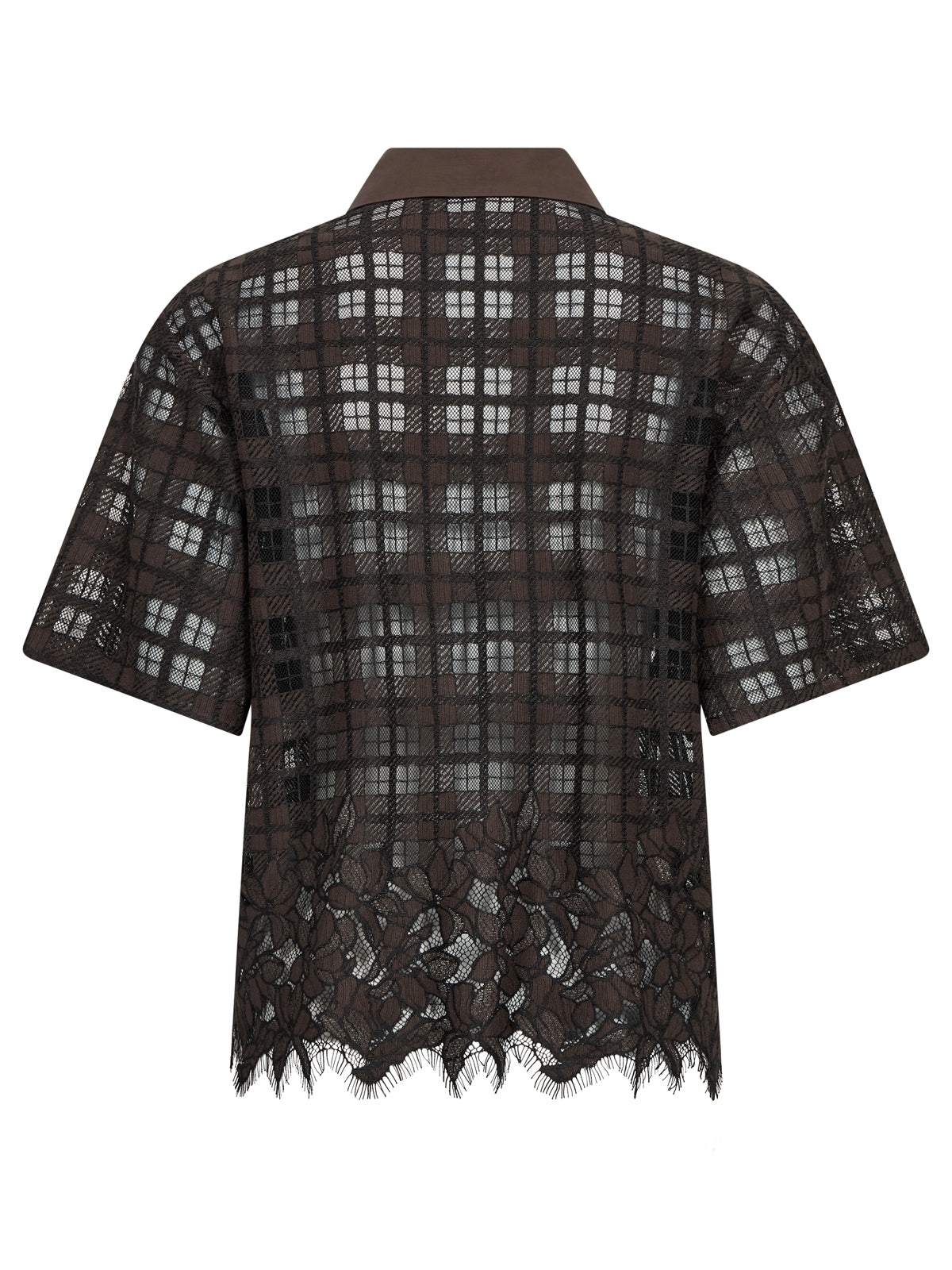 Mos Mosh Lia Checko Short Sleeve Lace Shirt