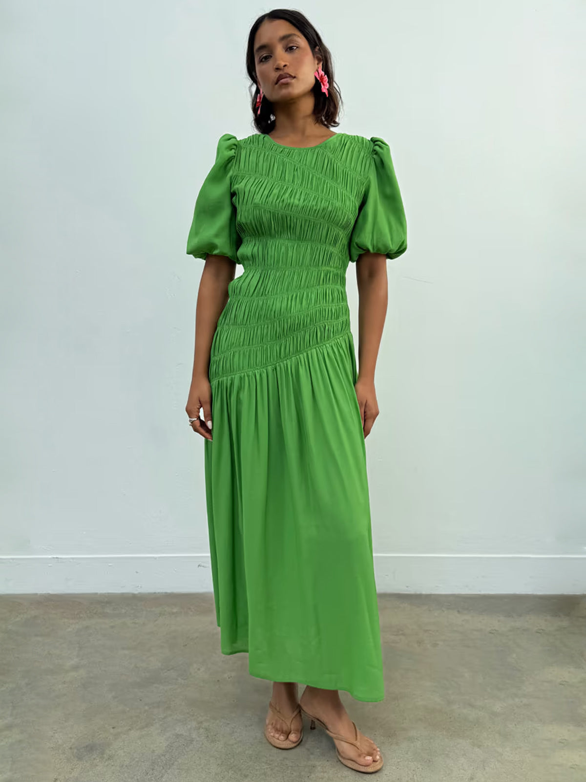 Never Fully Dressed Green Shirred Nara Dress