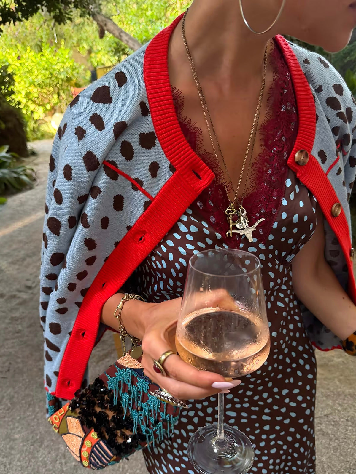 Never Fully Dressed Sky Blue Deer Embroidered Cardigan