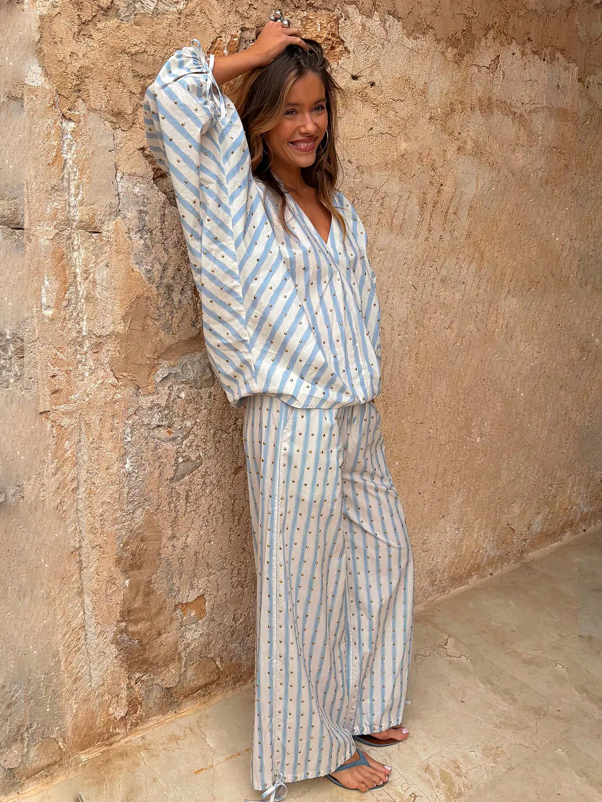 Never Fully Dressed Blue Stripe Balloon Trouser