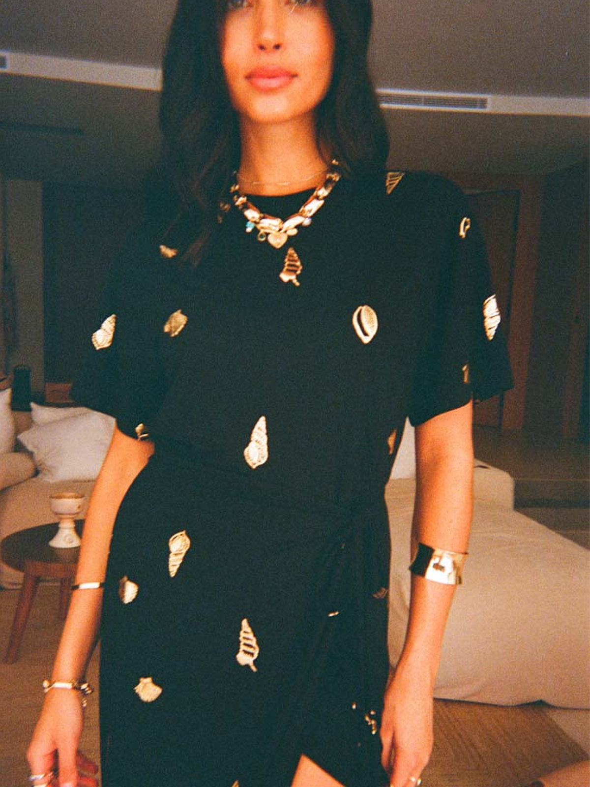 Never Fully Dressed Black Shell Midi Leia Dress