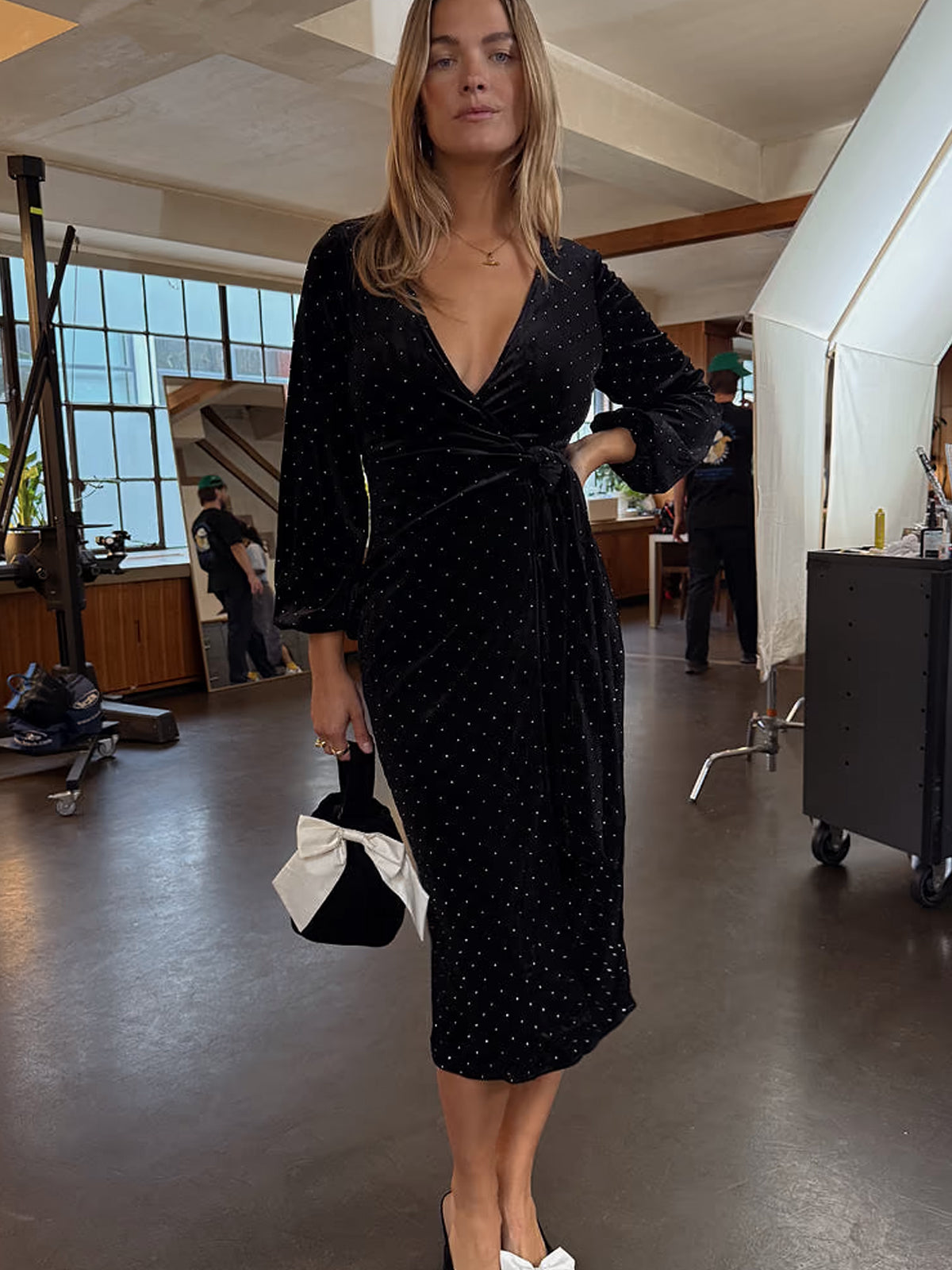 Never Fully Dressed Black Velvet Midi Vienna Dress