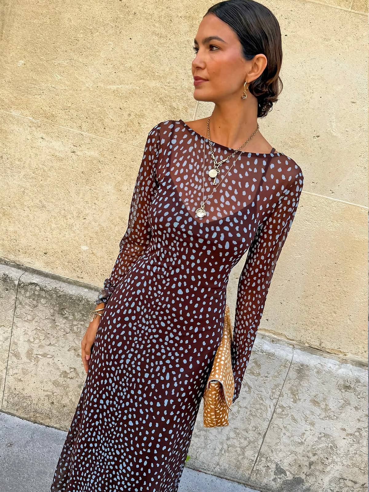Never Fully Dressed Chocolate Deer Aria Mesh Dress