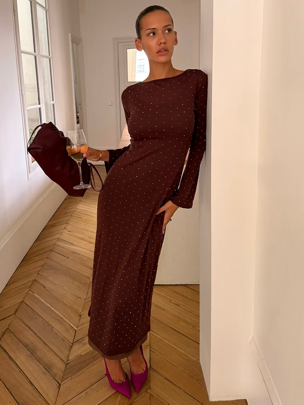 Never Fully Dressed Chocolate Icon Mesh Dress