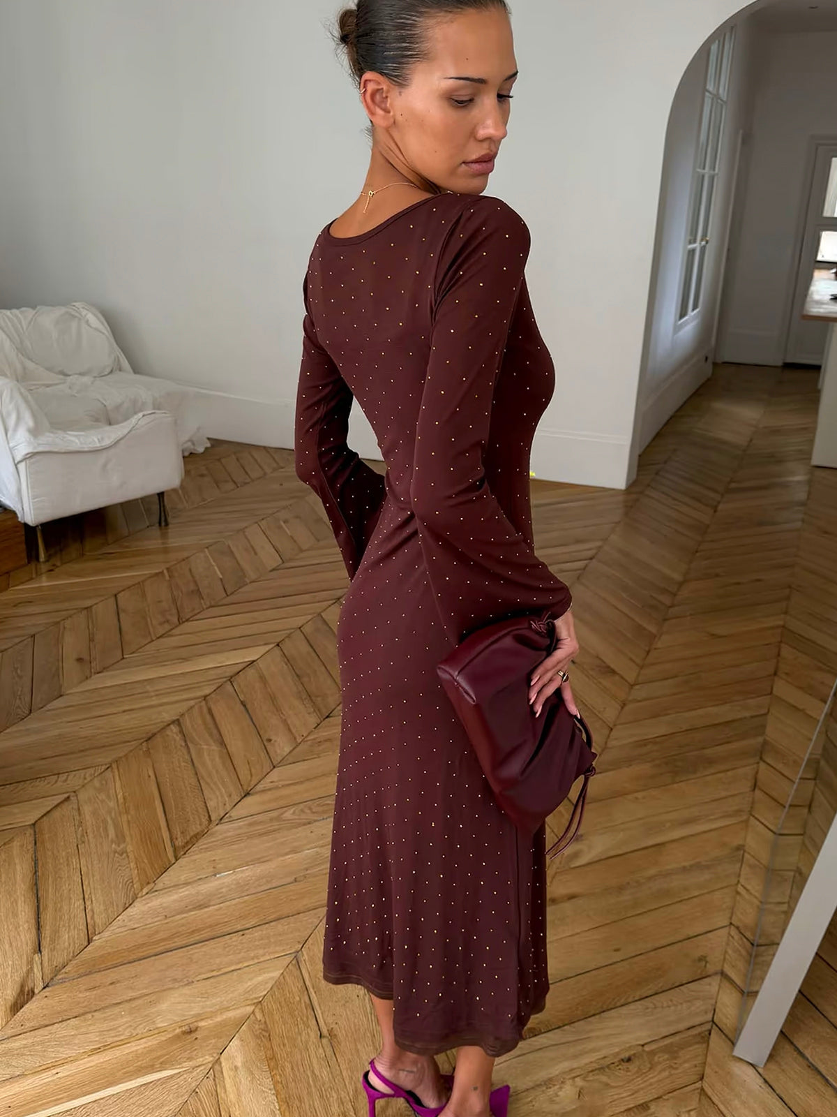 Never Fully Dressed Chocolate Icon Mesh Dress