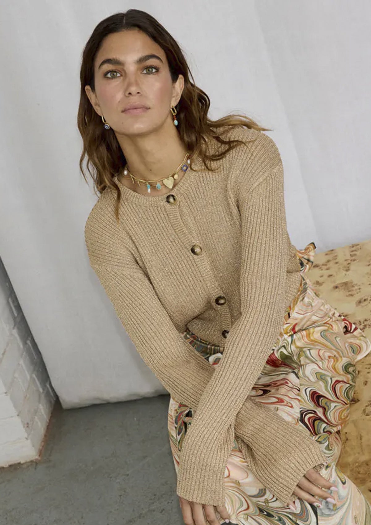 Never Fully Dressed Gold Rib Holly Cardigan