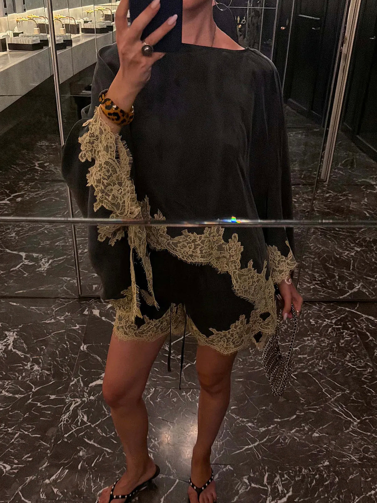 Never Fully Dressed Grey Lace Trim Cape