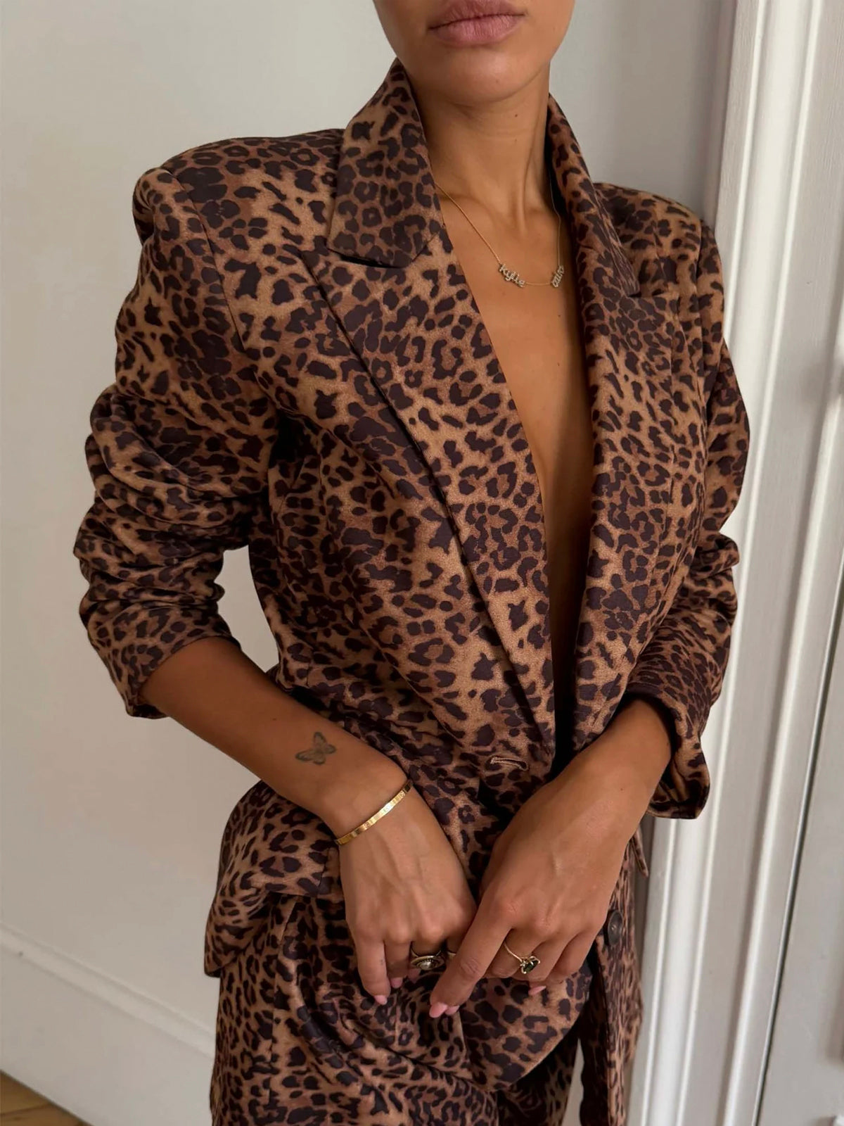 Never Fully Dressed Leopard Taylor Blazer