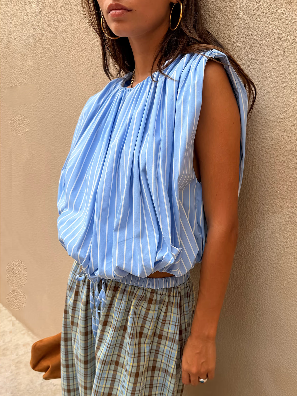 Never Fully Dressed Blue Stripe Bubble Top