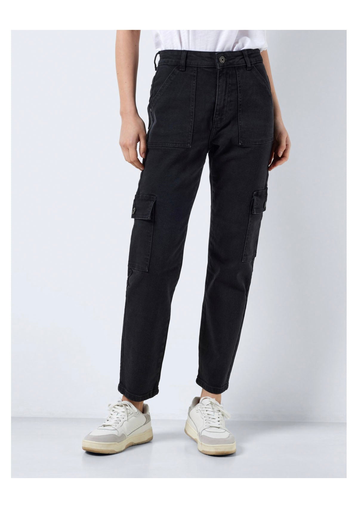 Noisy May Cargo Utility Ankle Trousers Black