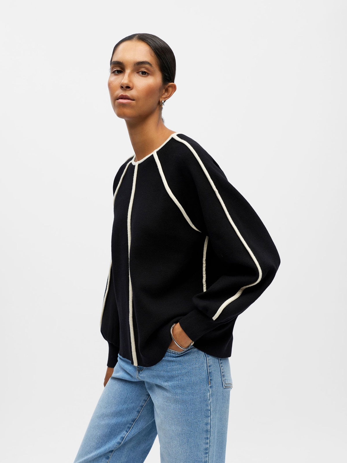 Object Detailed Knitted Pullover Black