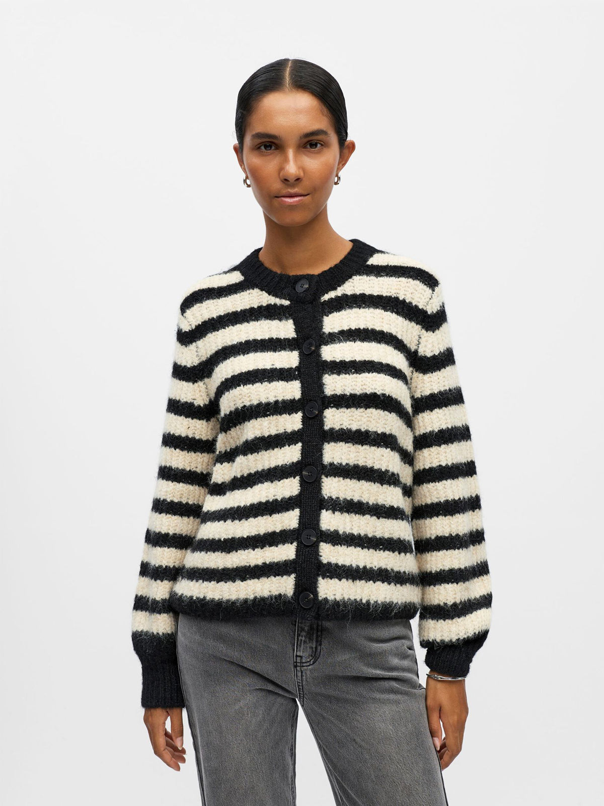 Object Milu Stripe Cardigan Black