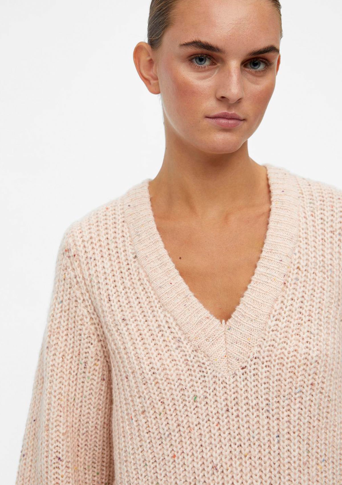 Object Elly Long Sleeve Knit Dress Pink