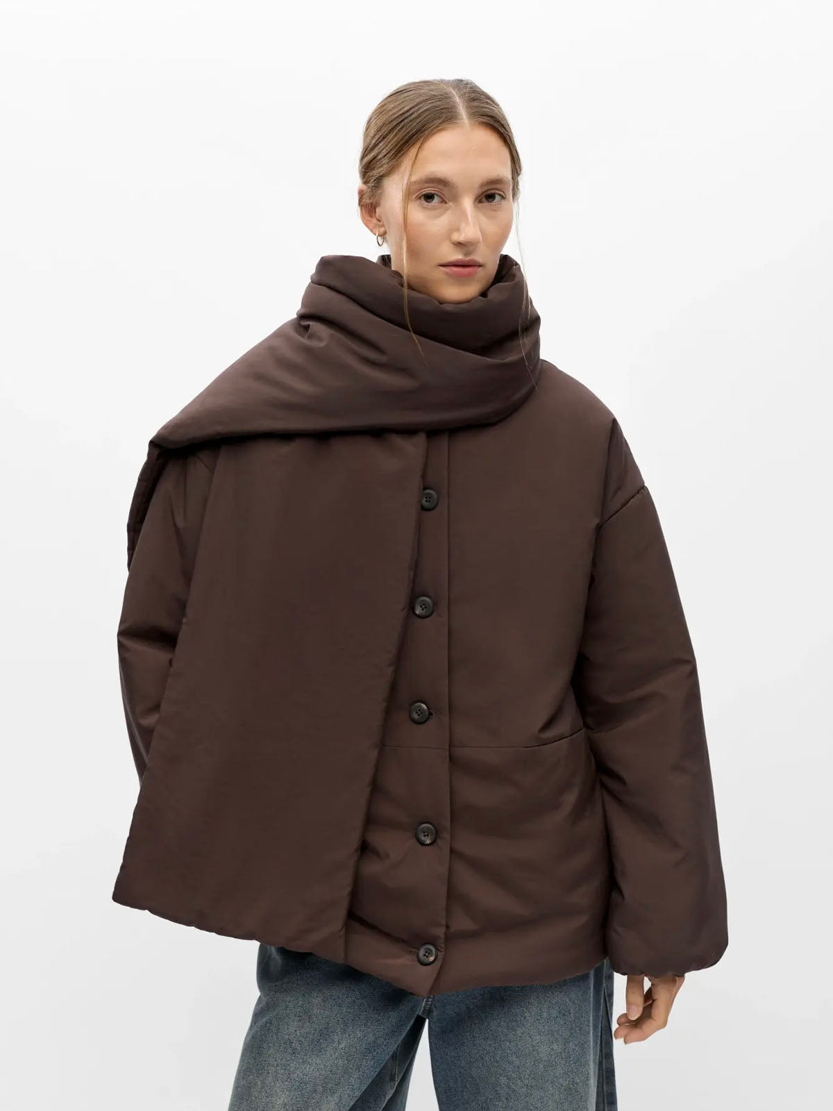 Gemmini Scarf Jacket Seal Brown