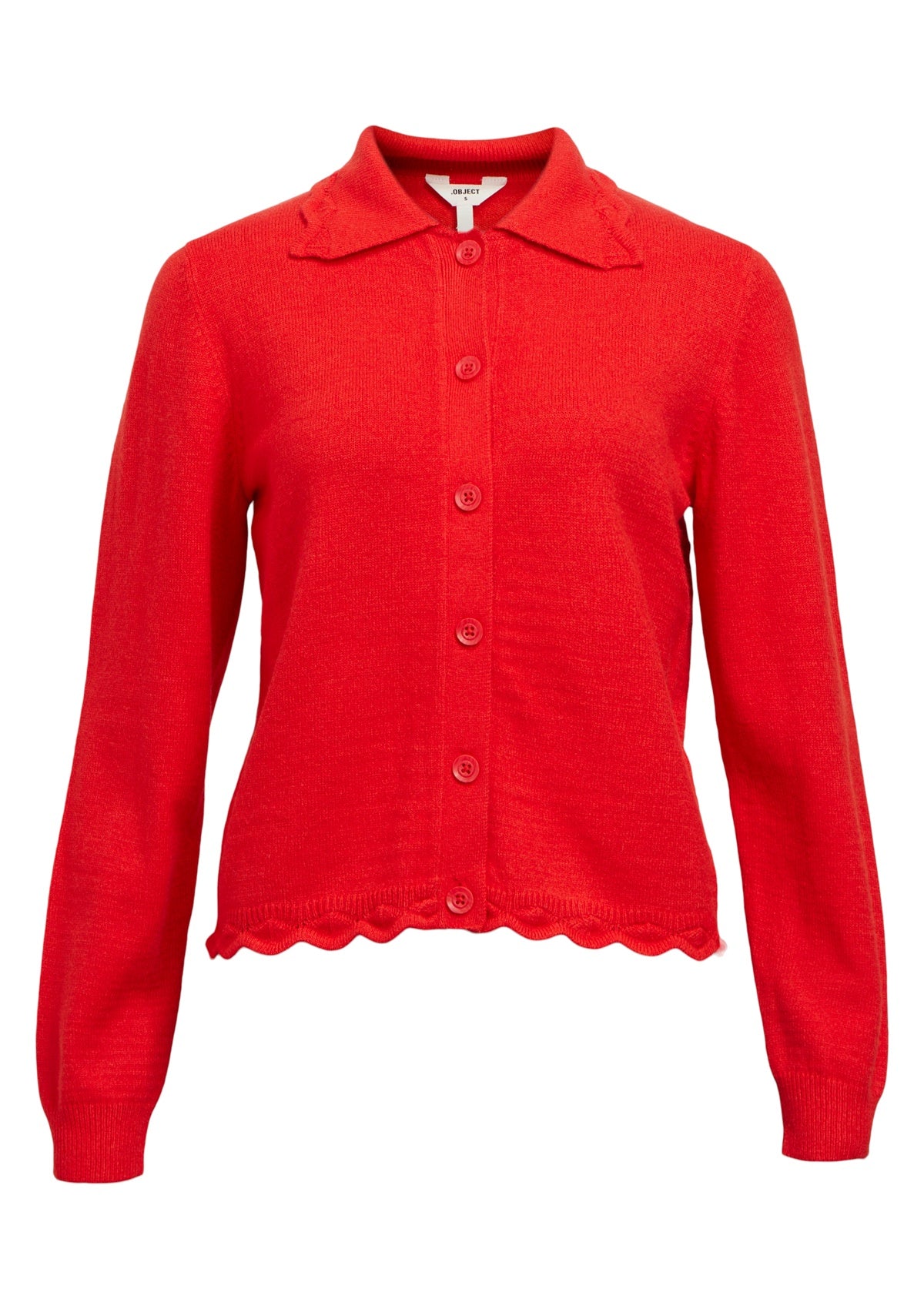 Object Scallop Cardigan Flame Scarlet