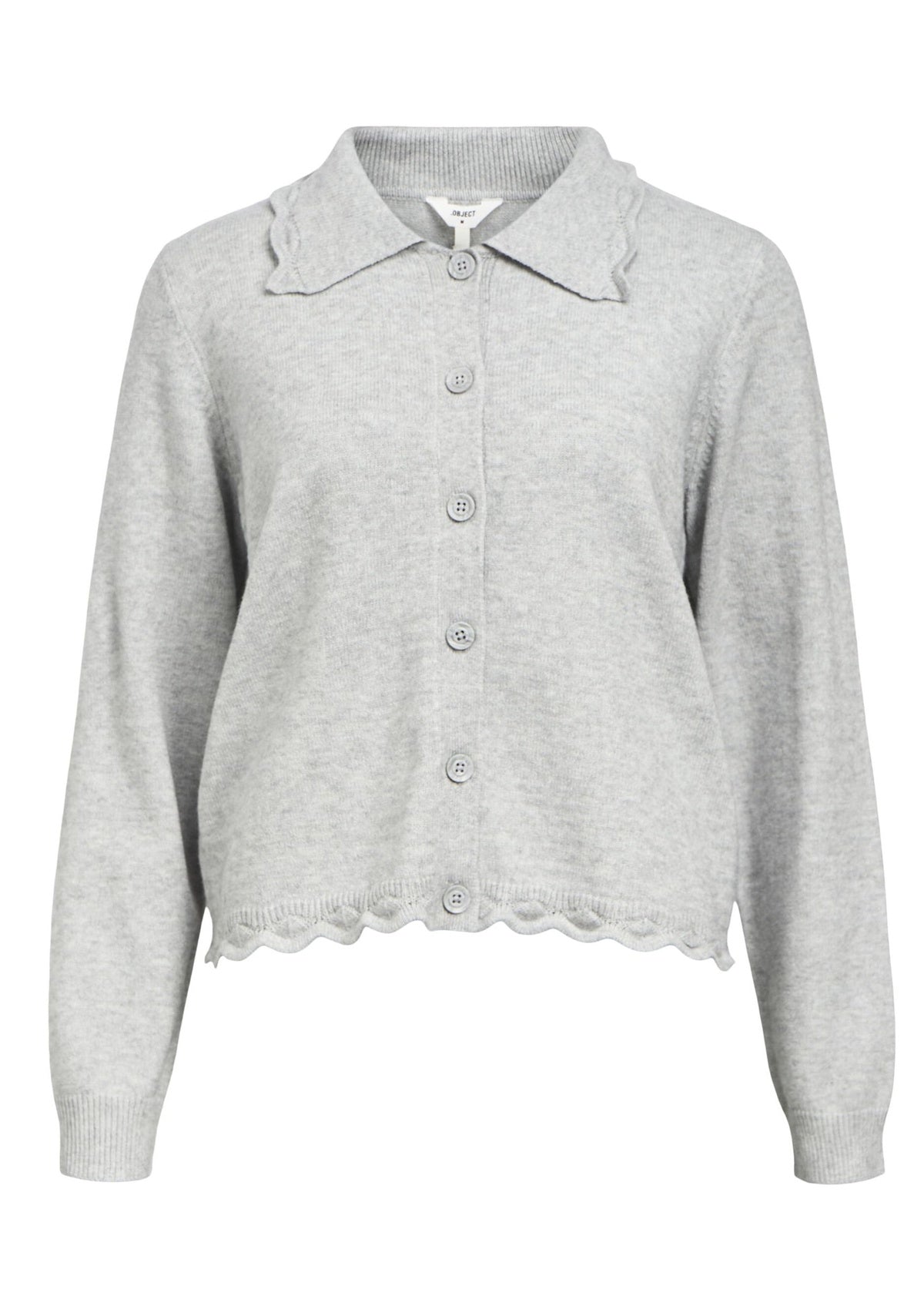 Object Scallop Cardigan Pale Grey