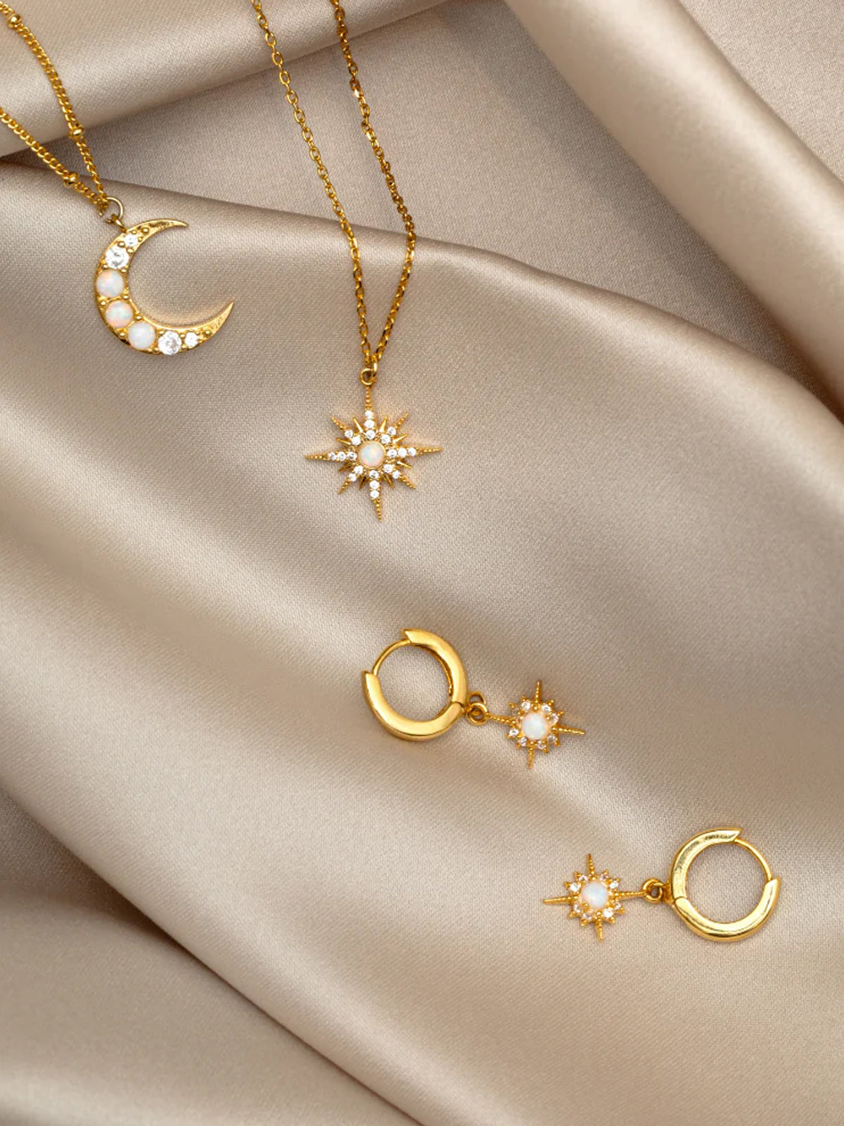 Orelia Opal Starburst Charm Hoops