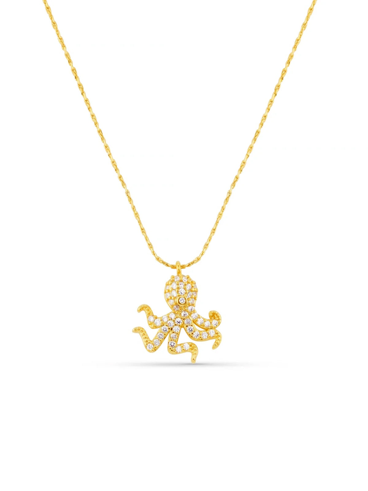 Orelia Pave Octopus Charm Necklace