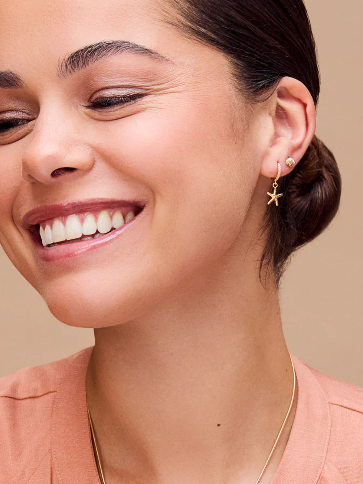 Orelia Starfish & Pearl Micro Hoop