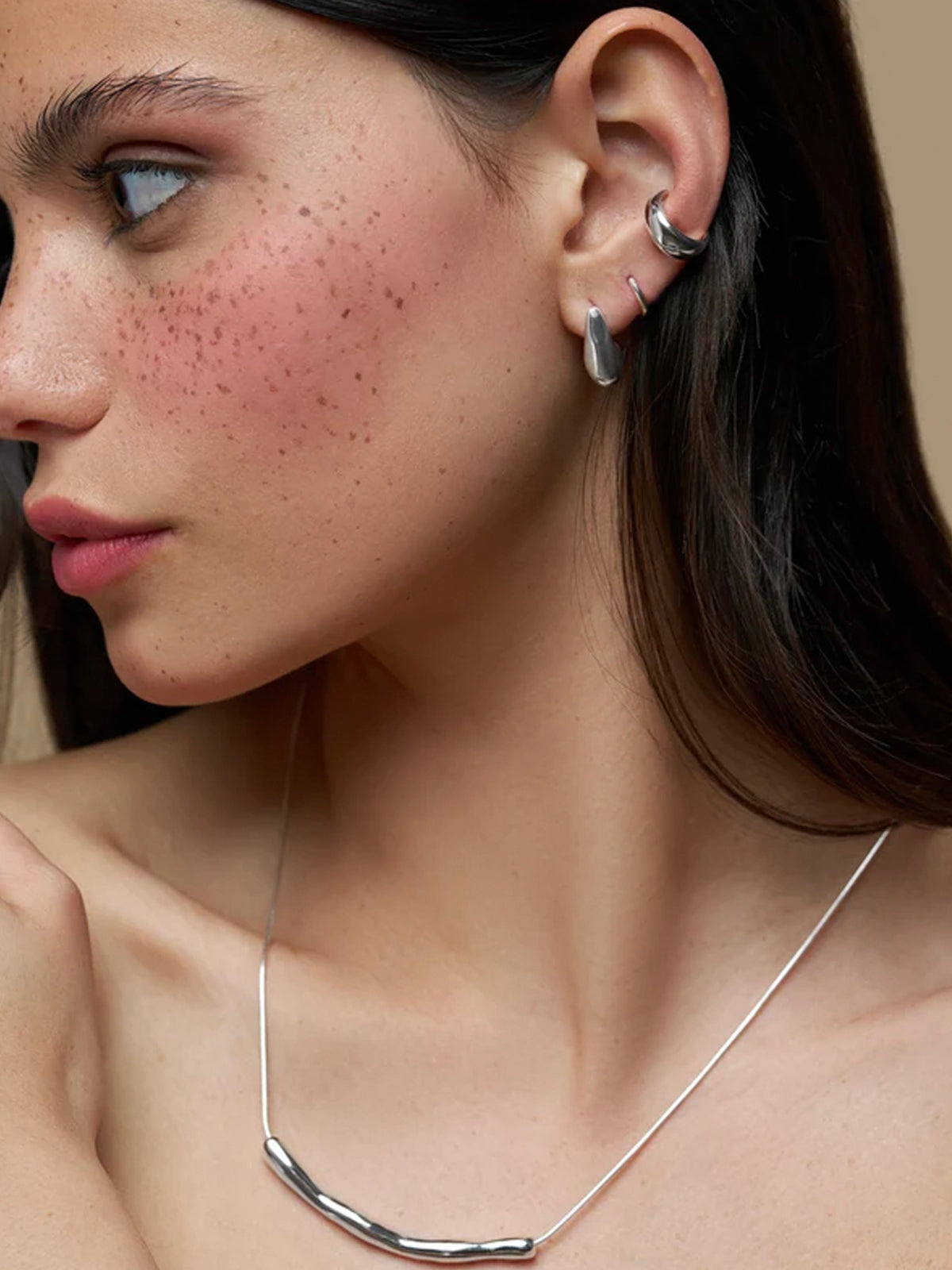 Orelia Organic Teardrop Studs Silver