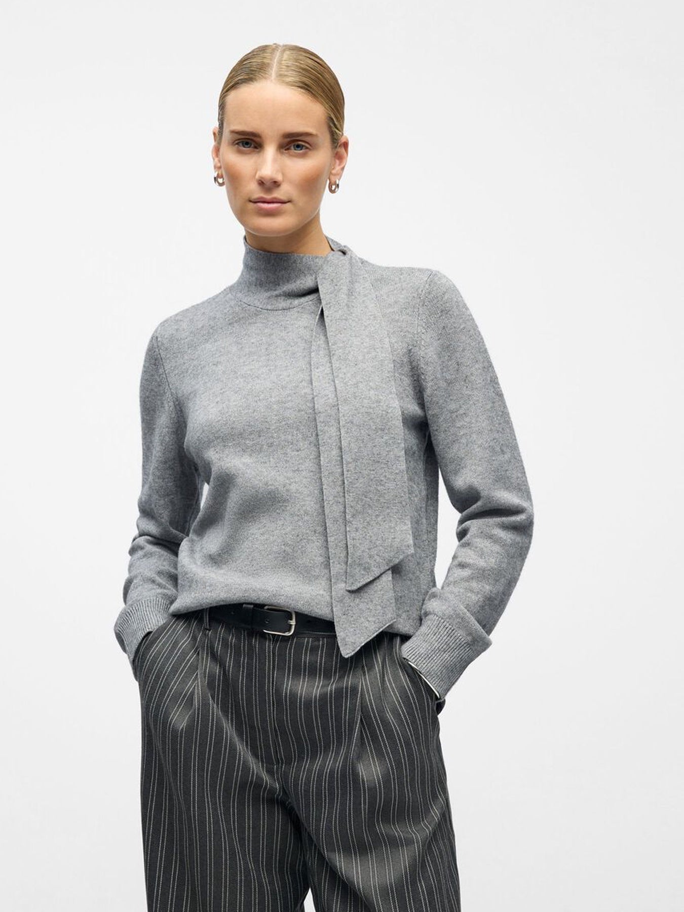 Object Tie Knit Pullover Grey