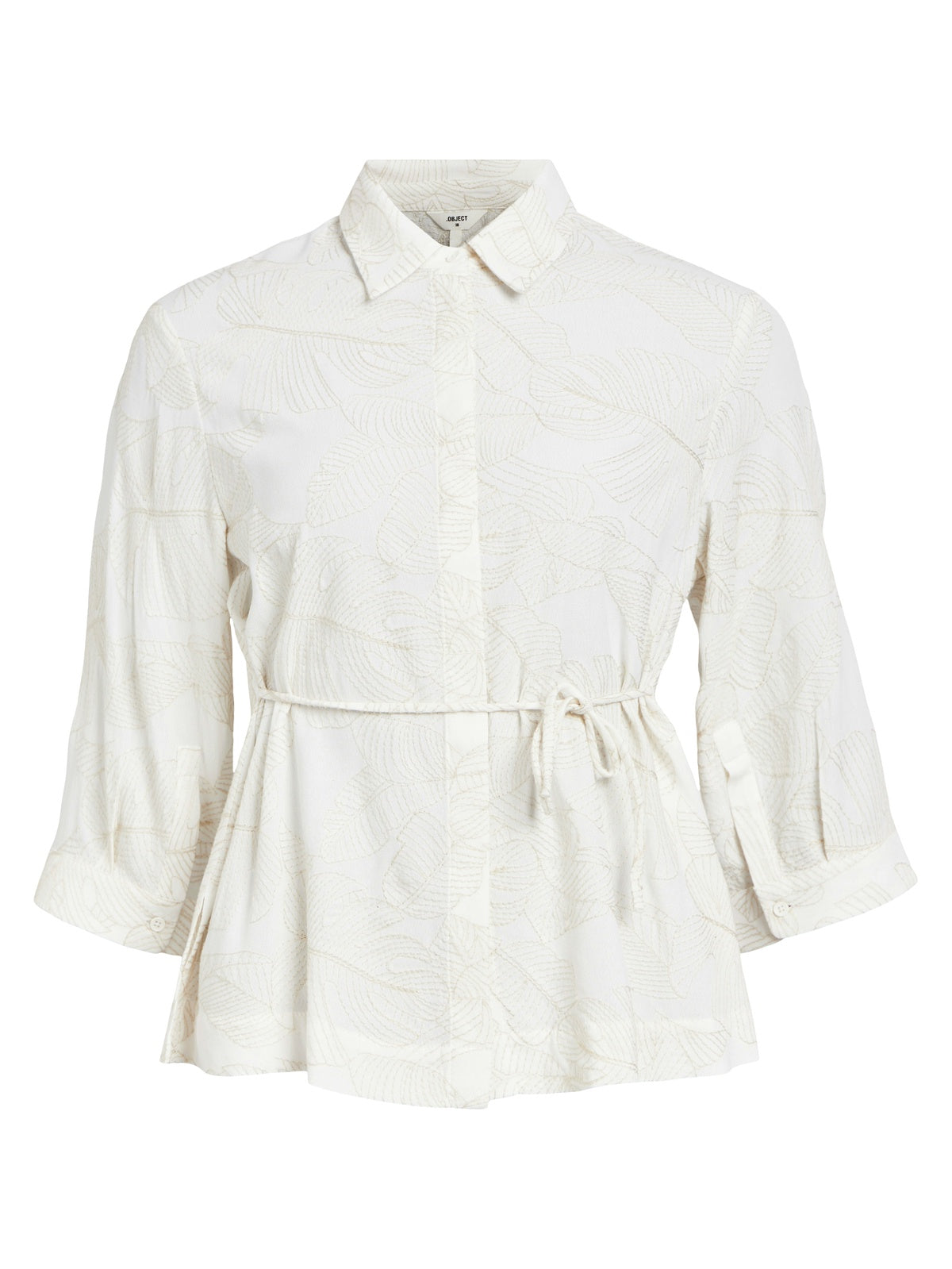 Object Embroidered 3/4 Sleeve Shirt Ecru