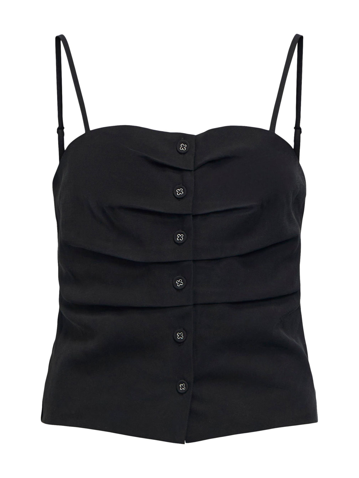 Object Strappy Ruched Top Black