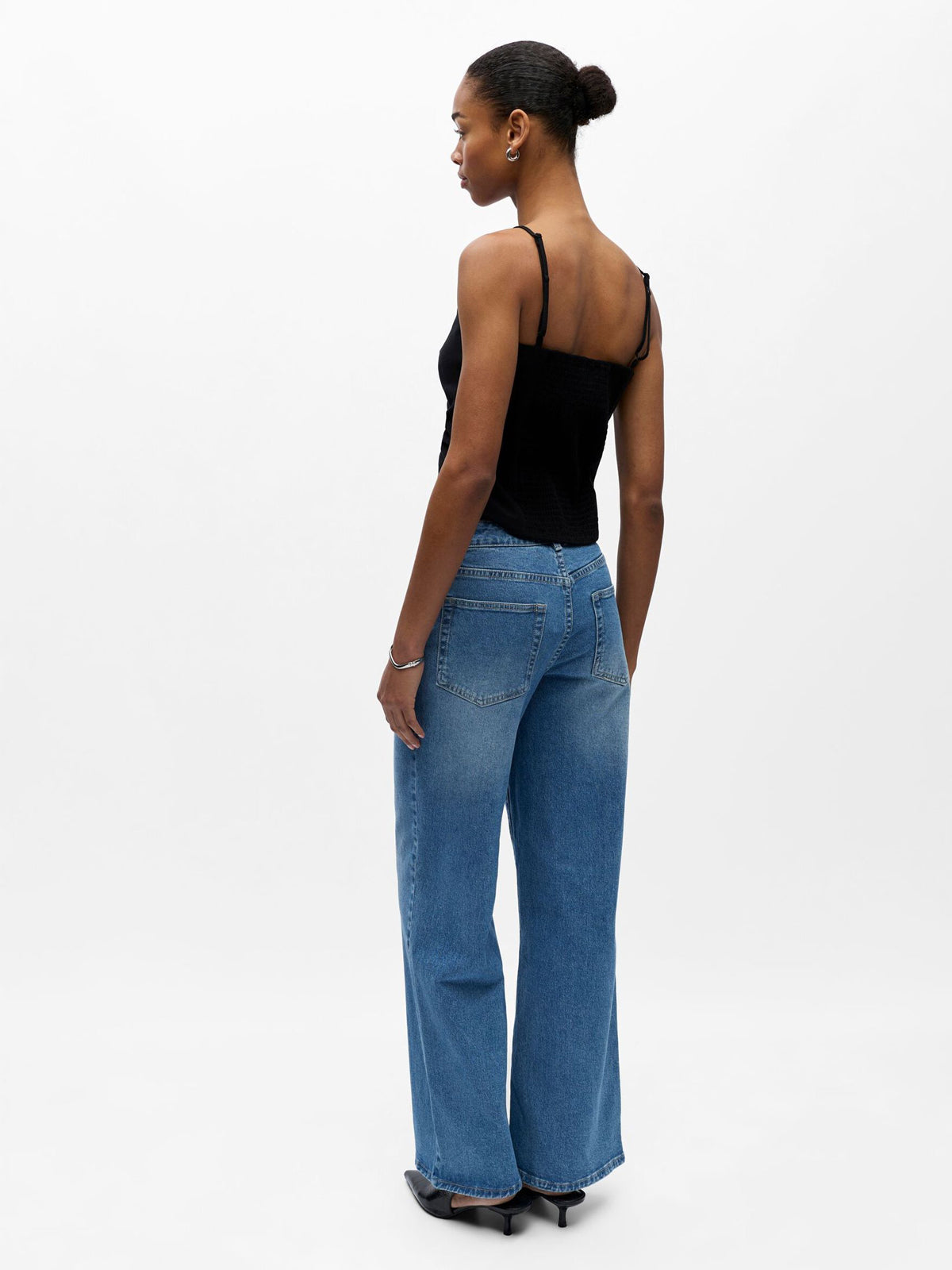 Object Strappy Ruched Top Black