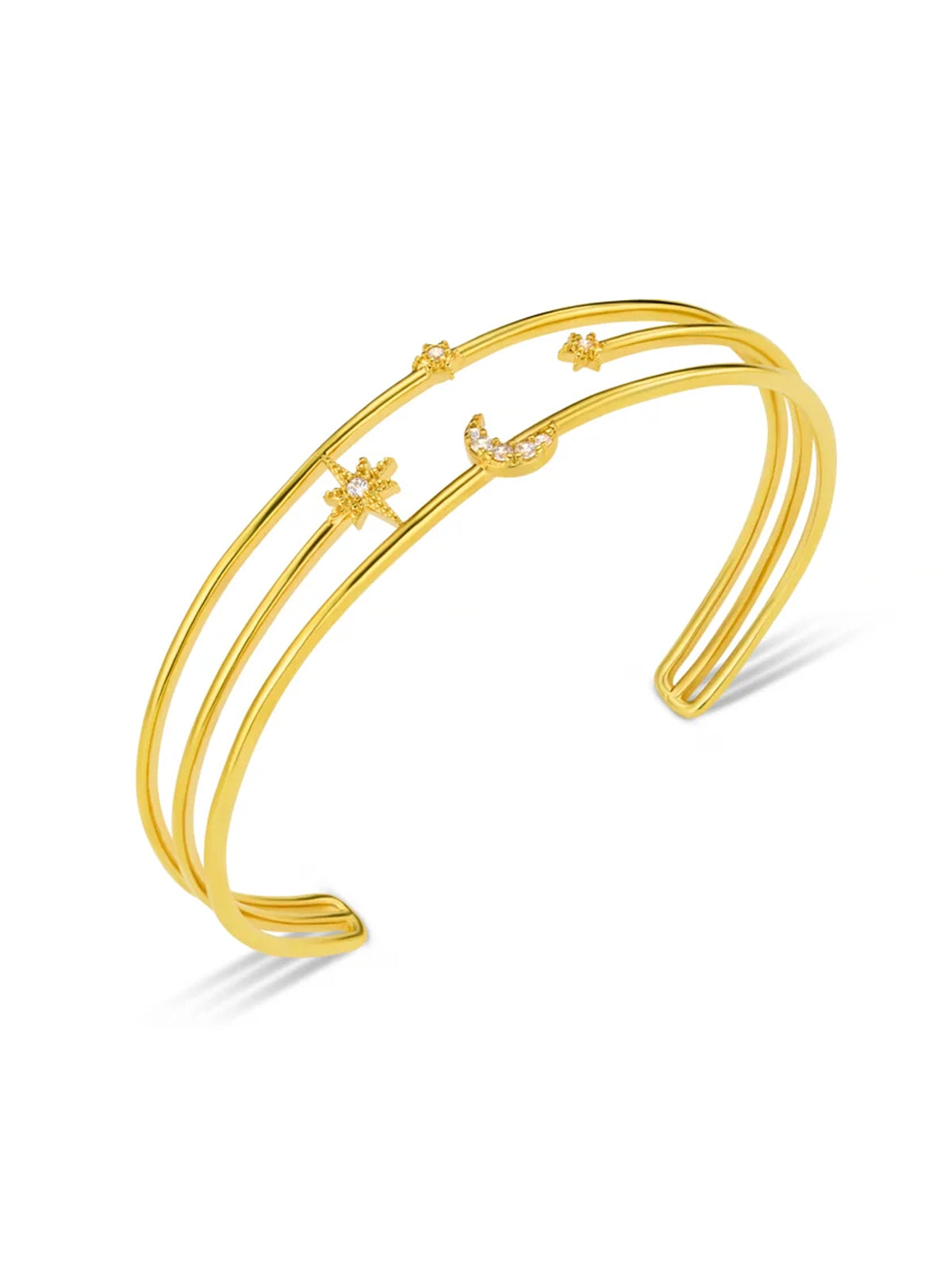 Moon & Star Crystal Multi-Row Bangle