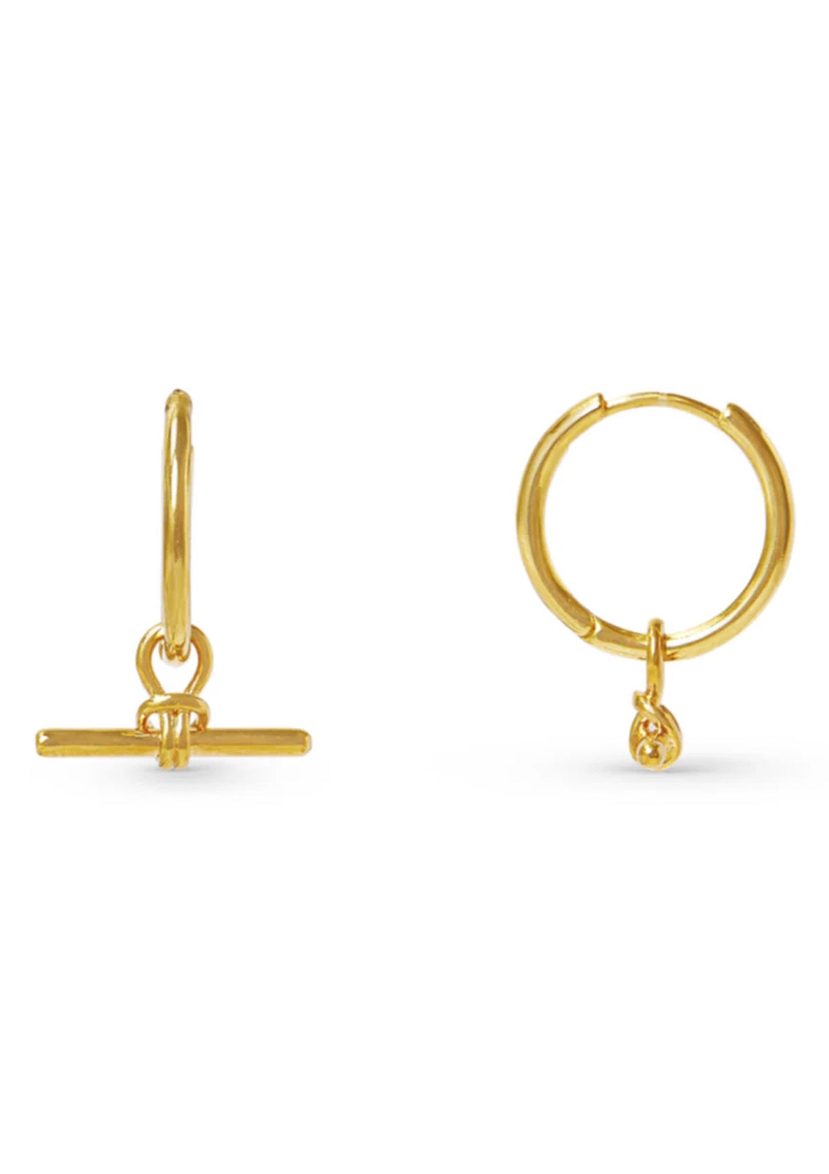 Orelia Dainty T-Bar Knot Hoop Earrings Gold