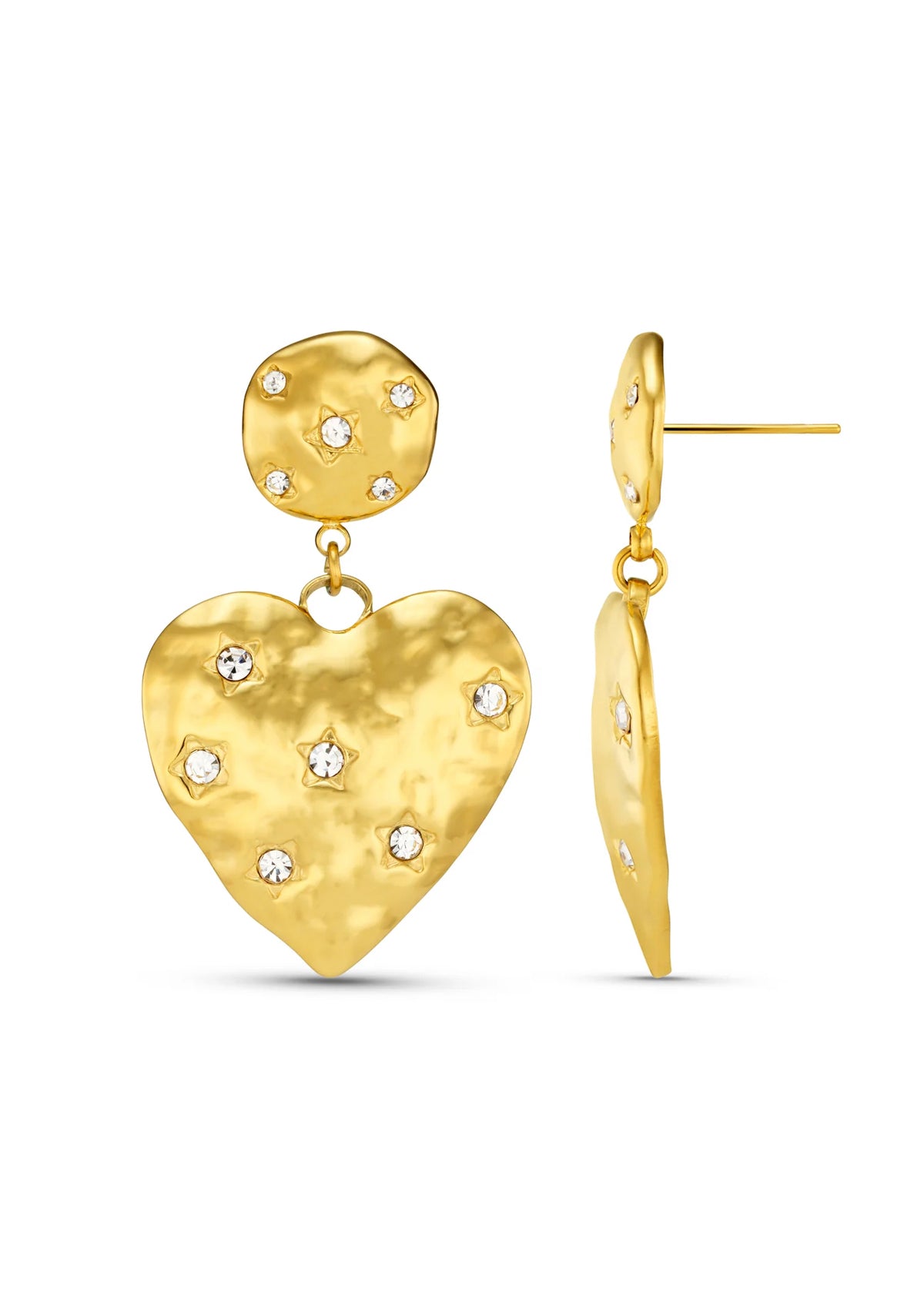 Statement Heart & Scattered Crystal Drop Earrings