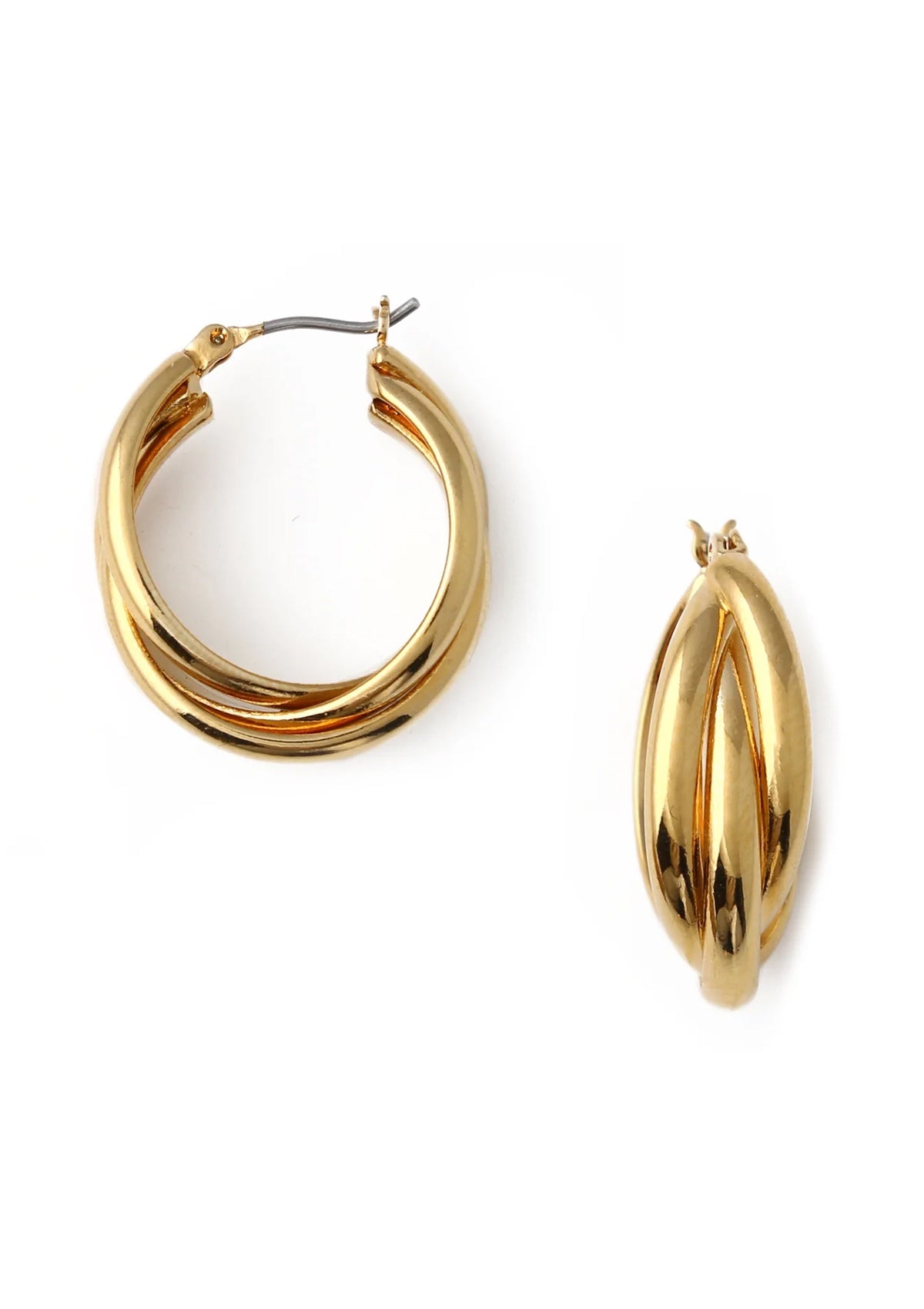 Orelia Interlocking Hoop Earrings Gold