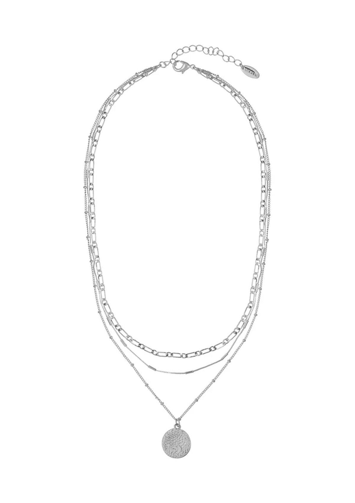 Orelia Multi Row Coin Necklace Silver