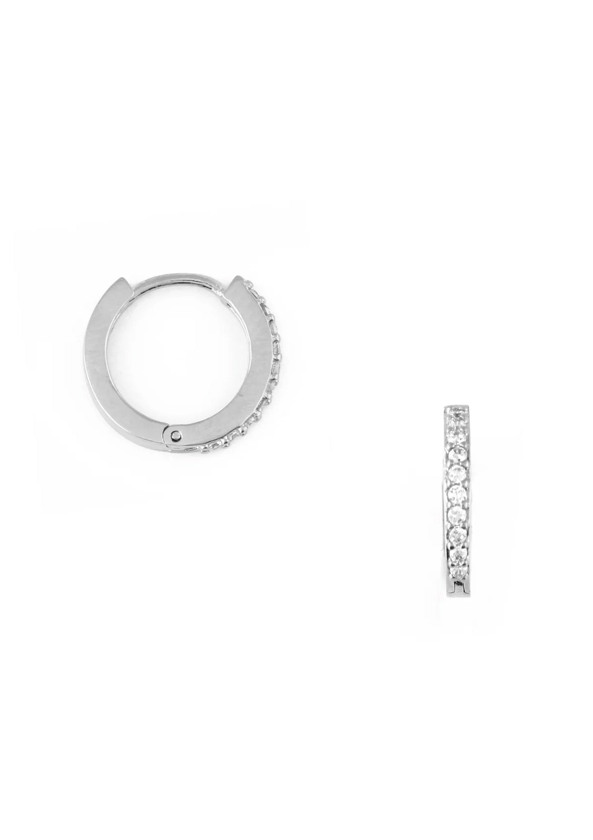 Orelia Pave Huggie Hoop Silver