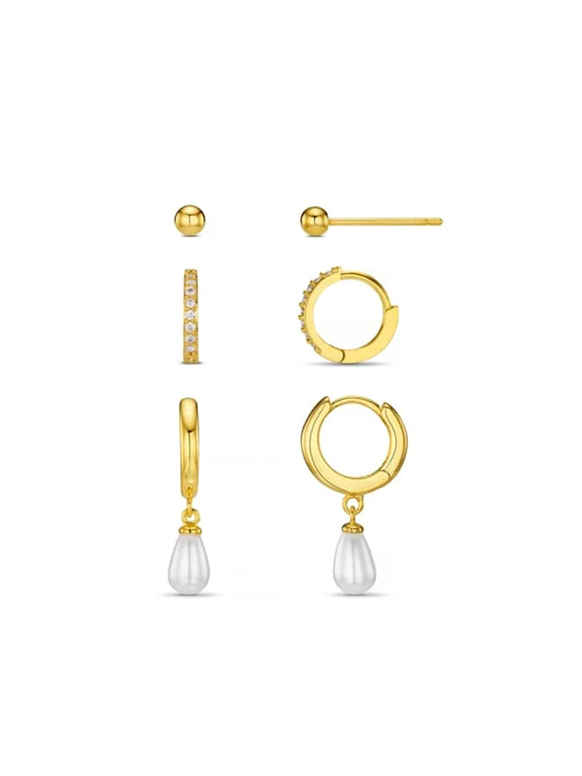 Orelia Pave & Pearl DropEar Stacking Set