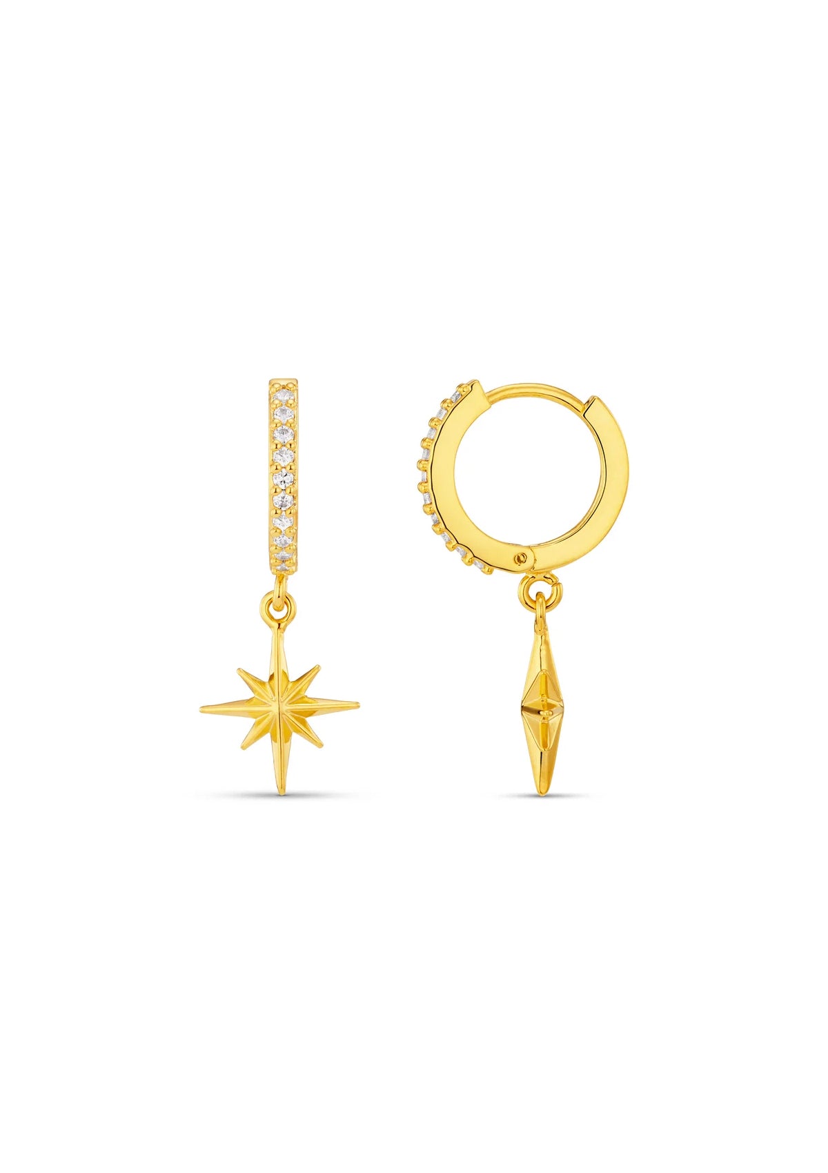 Orelia Pave Hoop Starburst Earrings