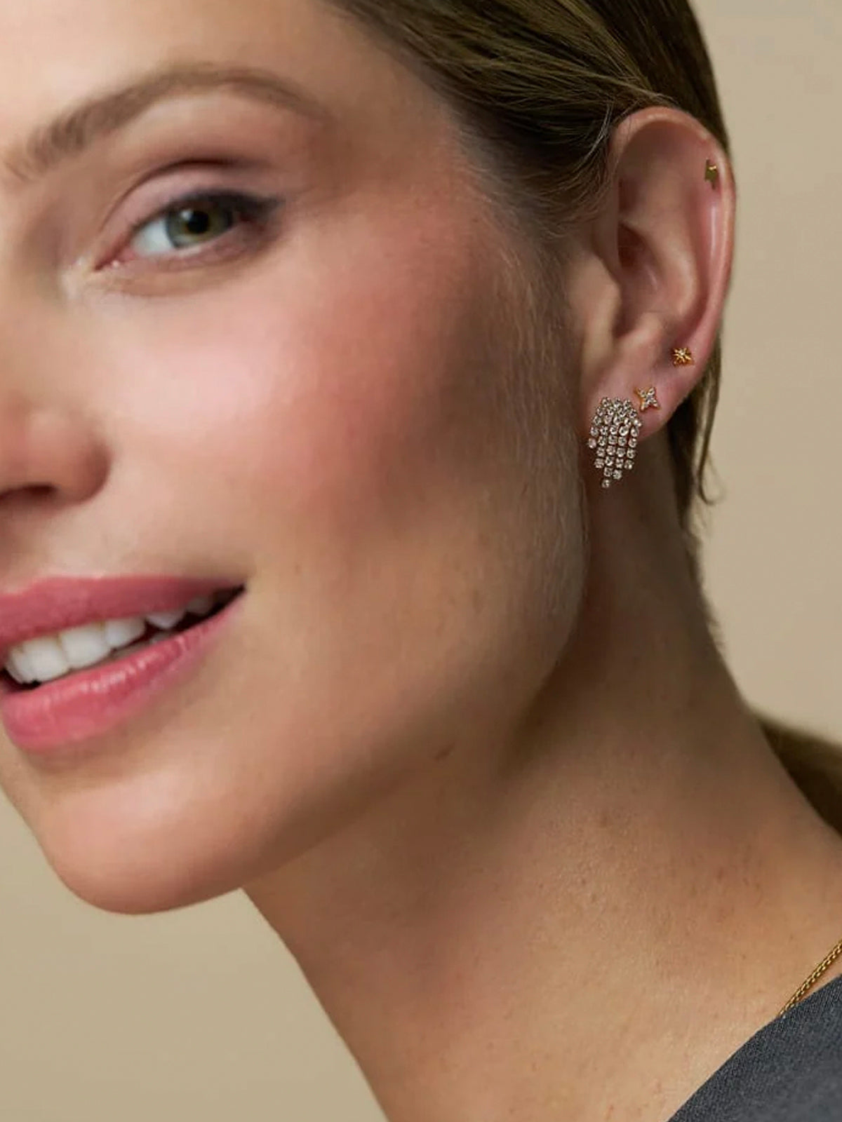 Orelia Starburst & Waterfall Ear Stacking Set