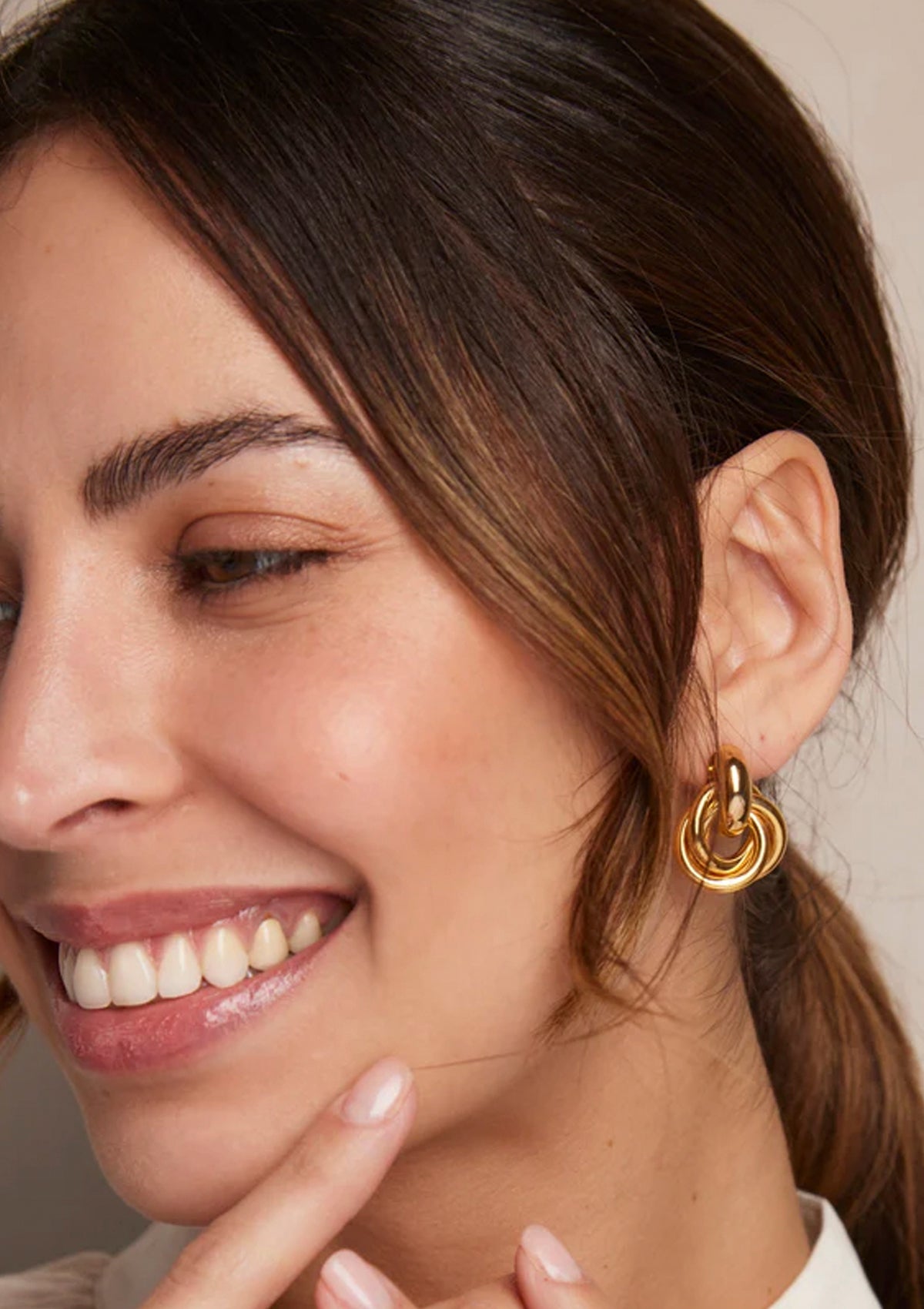 Orelia Statement Interlocking Earrings Gold