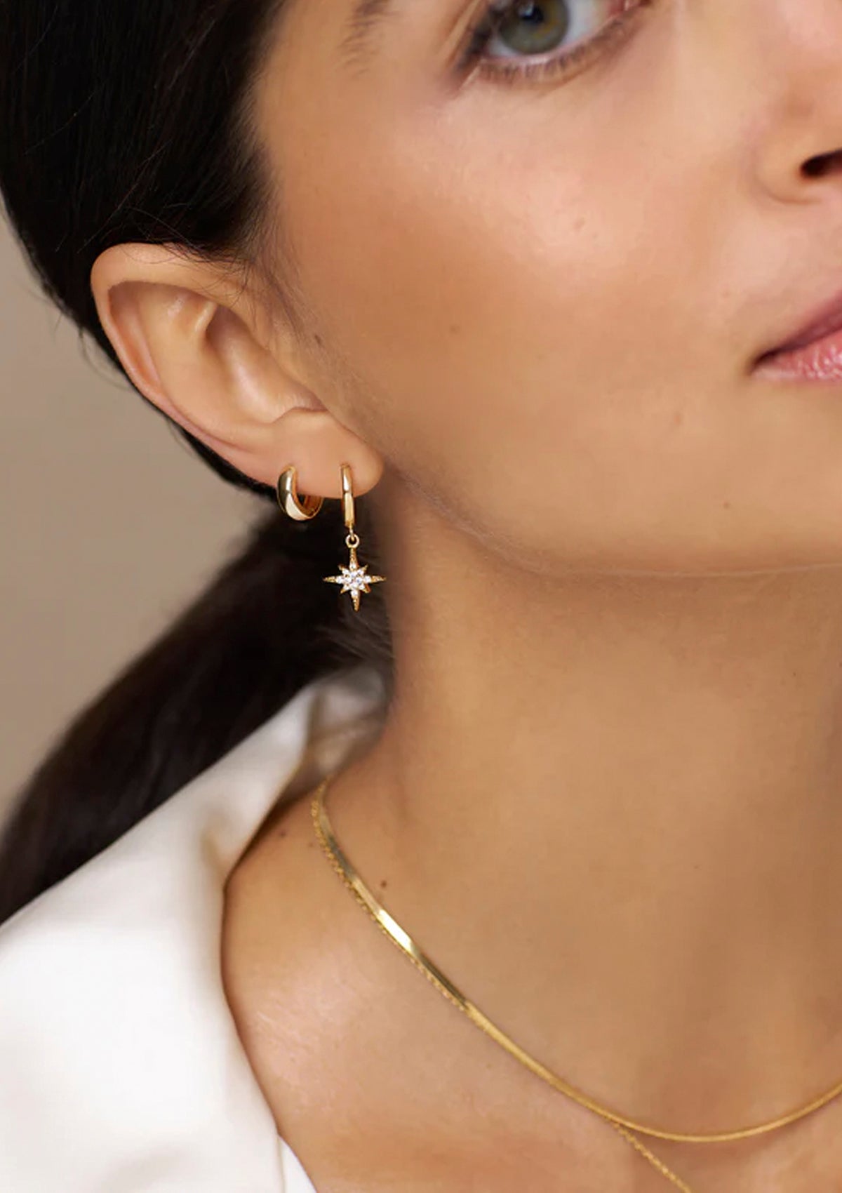 Orelia Crystal Star Drop Huggie Earring